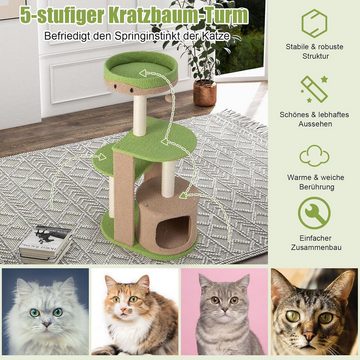 KOMFOTTEU Kratzbaum, mit Katzenhöhle, Plüschbälle & Sitzstange