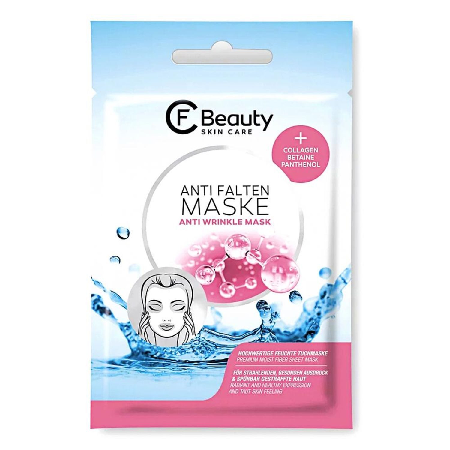 BURI Gesichts-Reinigungsmaske 18x CF Beauty Tuchmaske 25ml Anti Falten Collagen Nacht Gesicht Haut, 18-tlg.