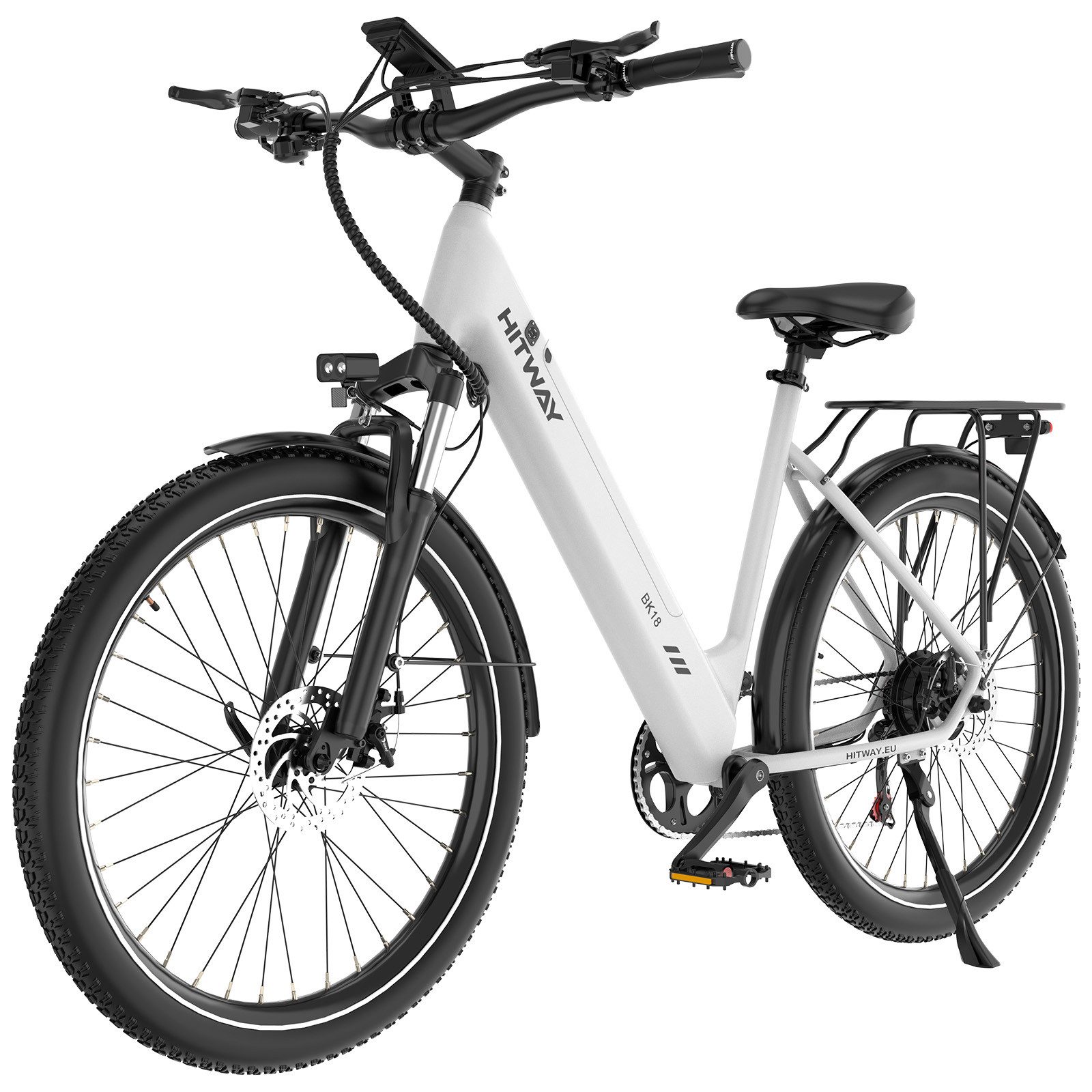 HITWAY E-Bike Cityrad 27,5 zoll Elektrofahrrad mit 36V13Ah Akku bis zu 60-100km E-Cityrad, 7 Gang shimano shimano Schaltwerk, Kettenschaltung, 250W Heckmotor, 468 Wh, Trekkingrad Pedelec für Damen u. Herren mit APP, NFC