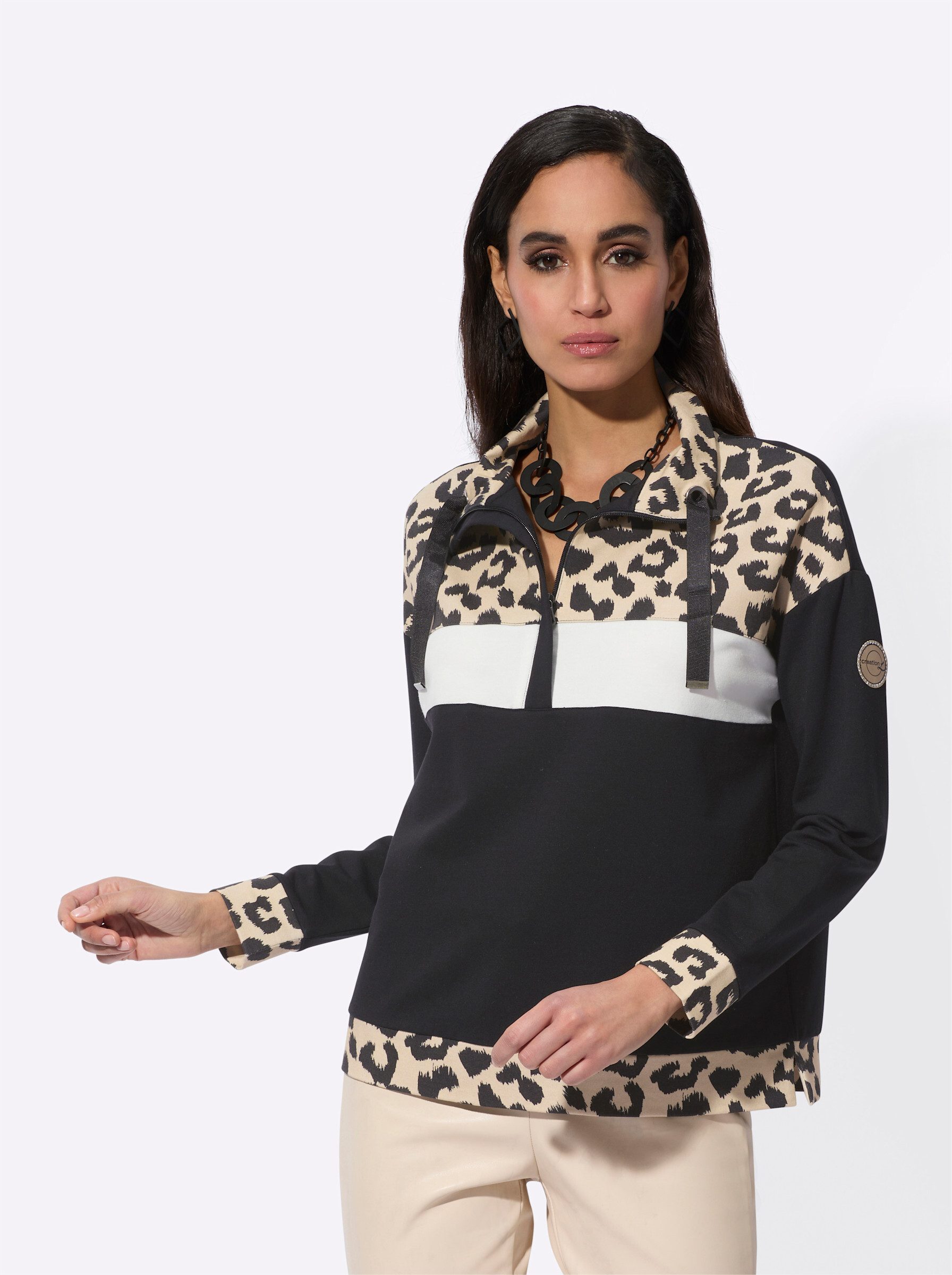 creation L Sweater Modal-Baumwoll-Sweatshirt Langarm günstig online kaufen
