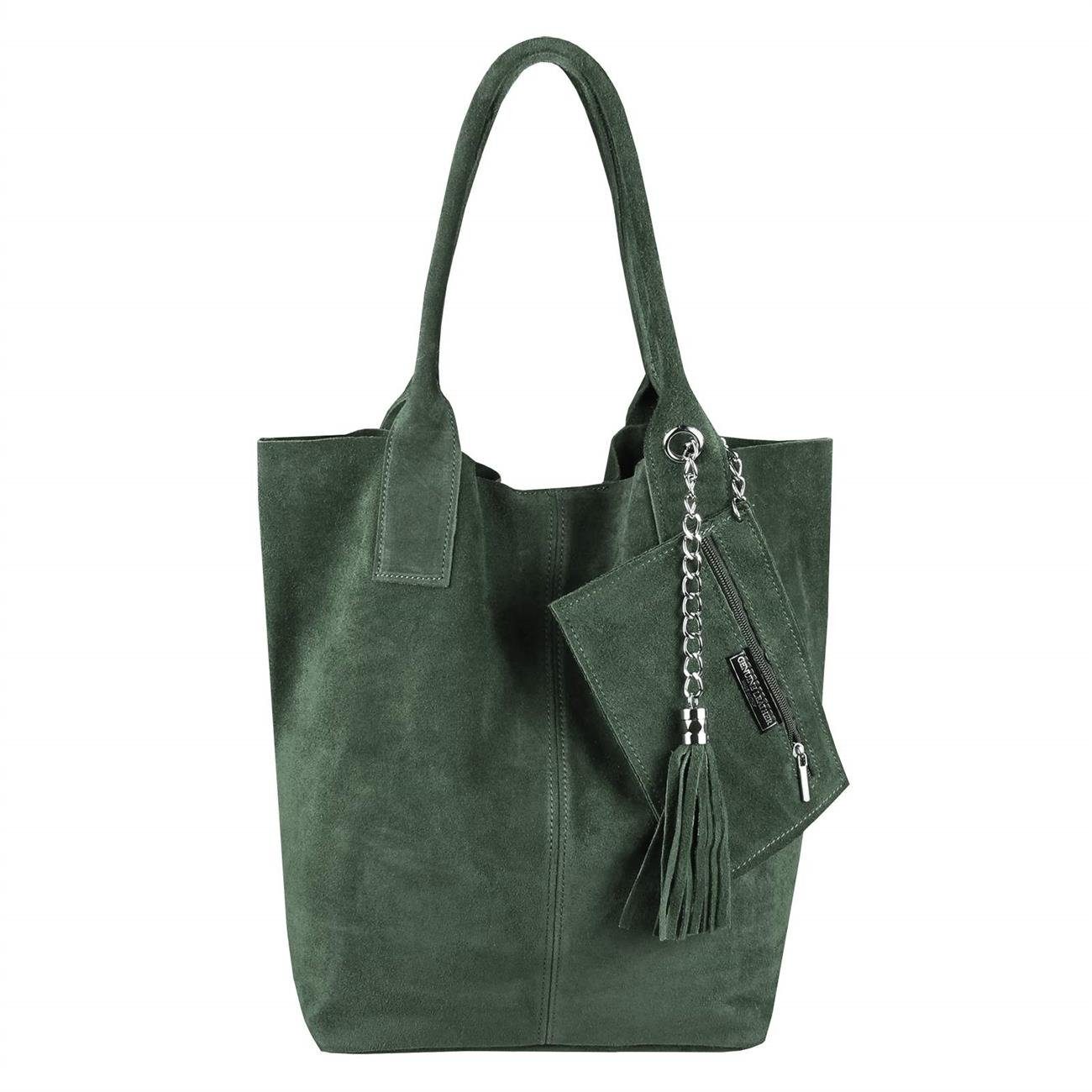 ITALYSHOP24 Schultertasche Made in Italy Damen Leder Shopper Schultertasche, ein Leichtgewicht, als Handtasche, Henkeltasche tragbar