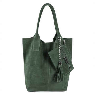 ITALYSHOP24 Schultertasche Made in Italy Damen Leder Shopper Schultertasche, ein Leichtgewicht, als Handtasche, Henkeltasche tragbar