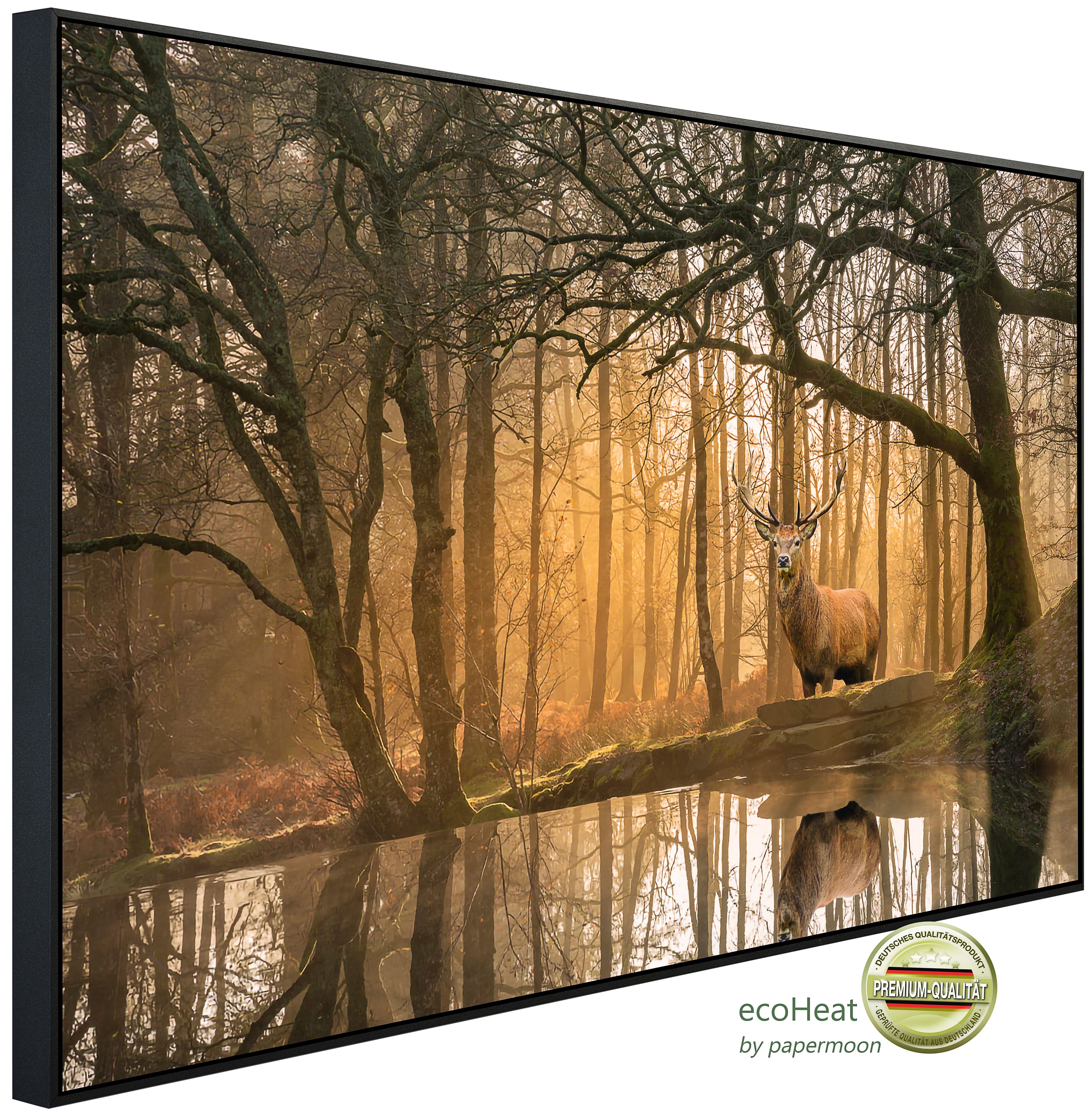 Papermoon Infrarotheizung INFRAROT-BILD-HEIZUNG, Hirsch im Wald, TÜV-Rheinland/GS zertifiziert, angenehme Strahlungswärme