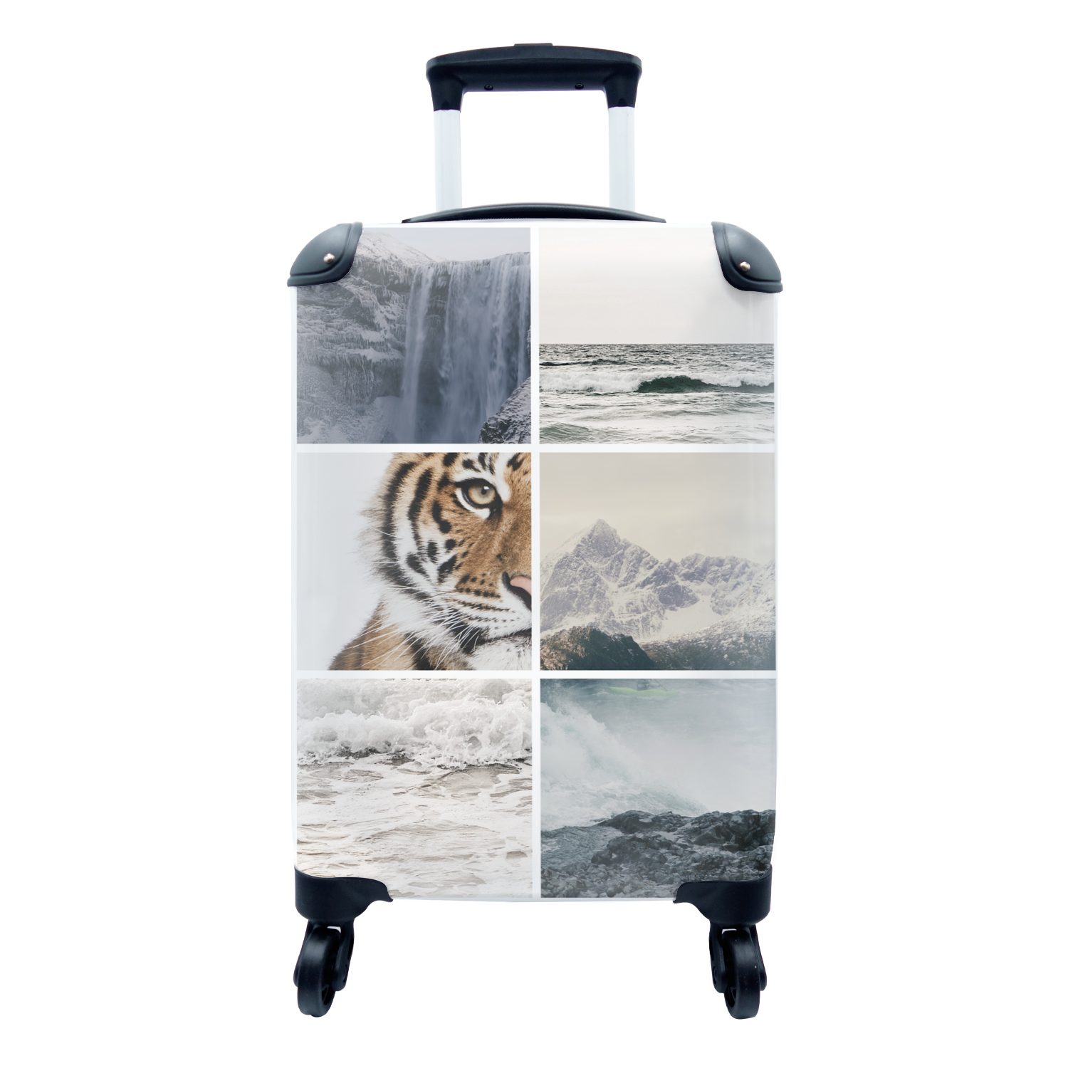 Tiger - - für Meer, Rollen, Reisetasche - Handgepäck Reisekoffer rollen, Wasserfall Trolley, mit Collage 4 MuchoWow Handgepäckkoffer Ferien,