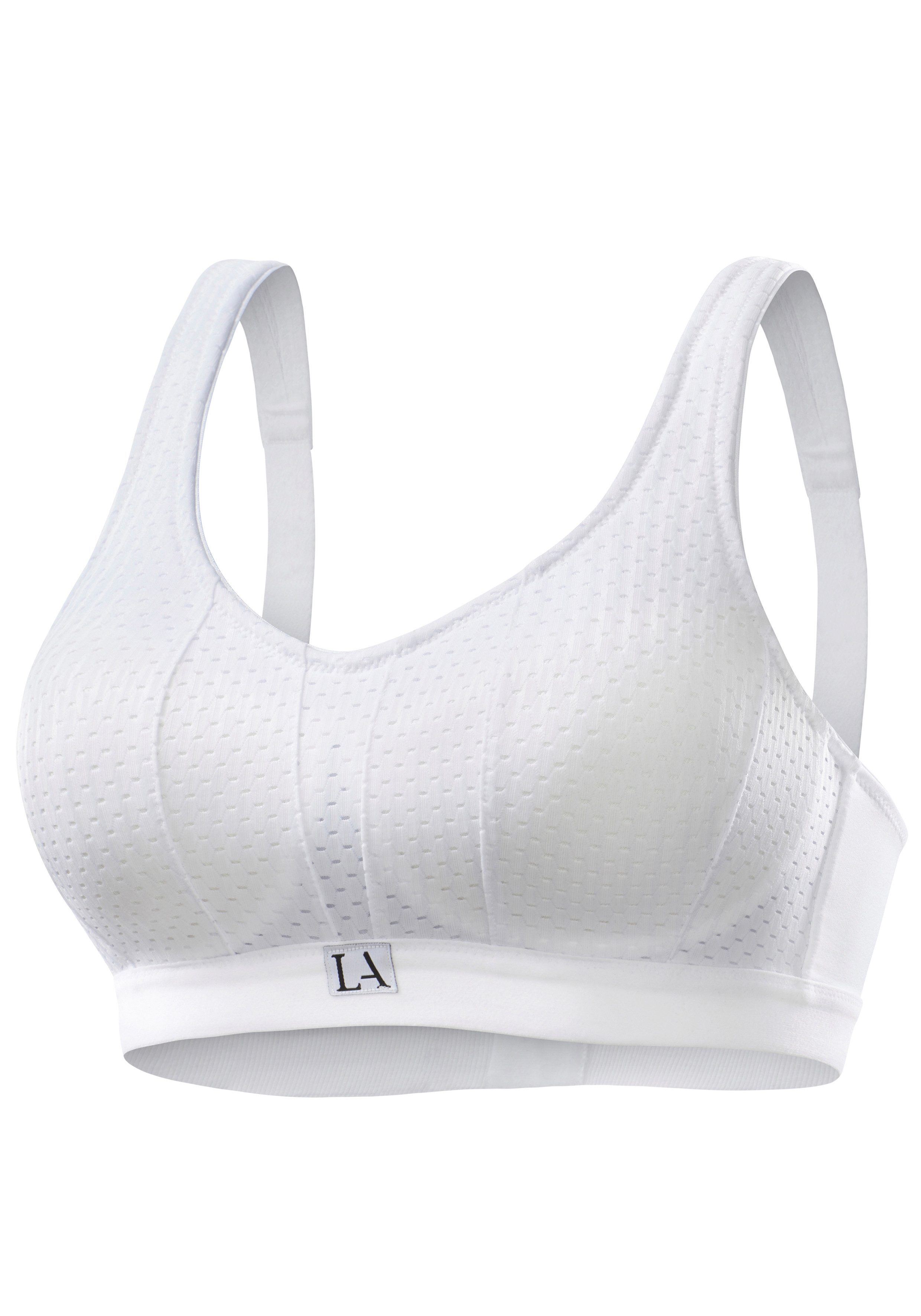 LASCANA ACTIVE Sport-BH ohne Bügel, mit integrierter Schale, aus COOLMAX®-Material mit breiten, wattierten Trägern, große Größen – Bild 2 von 5