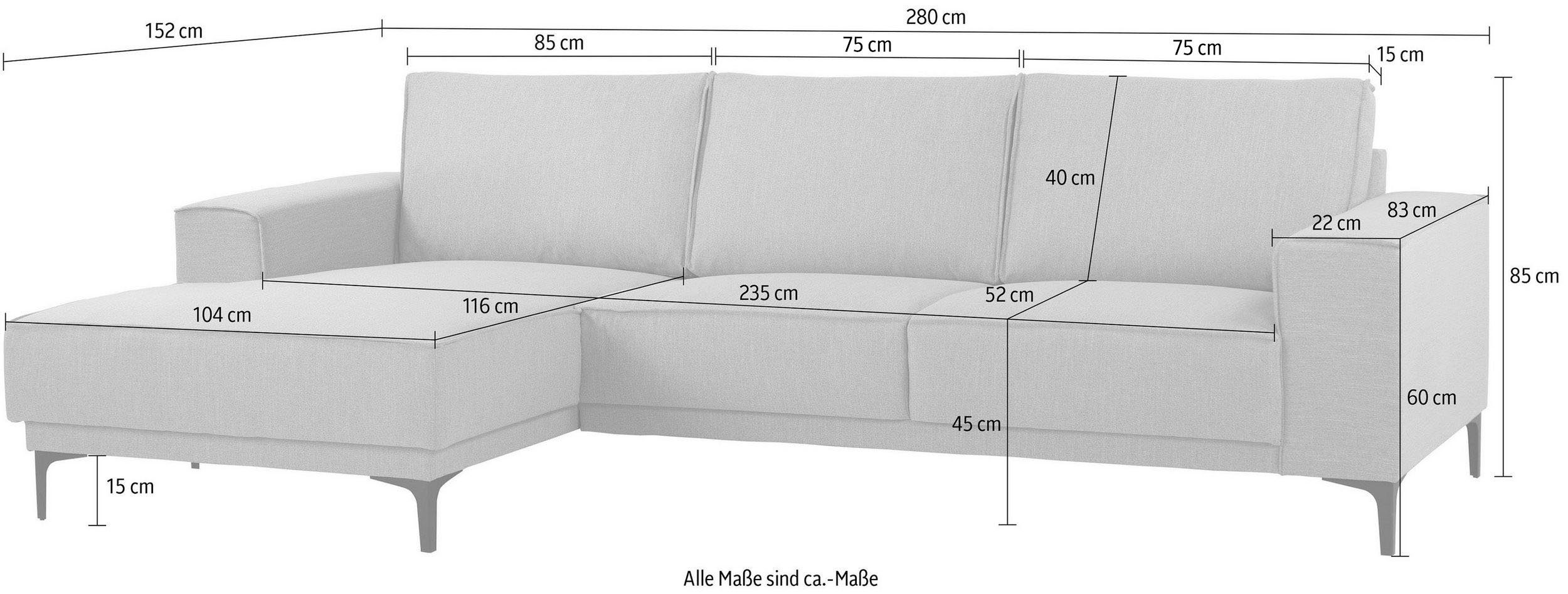 zeitlosem hochwertiger Places Ecksofa Style im Verabeitung und of Design Oland,