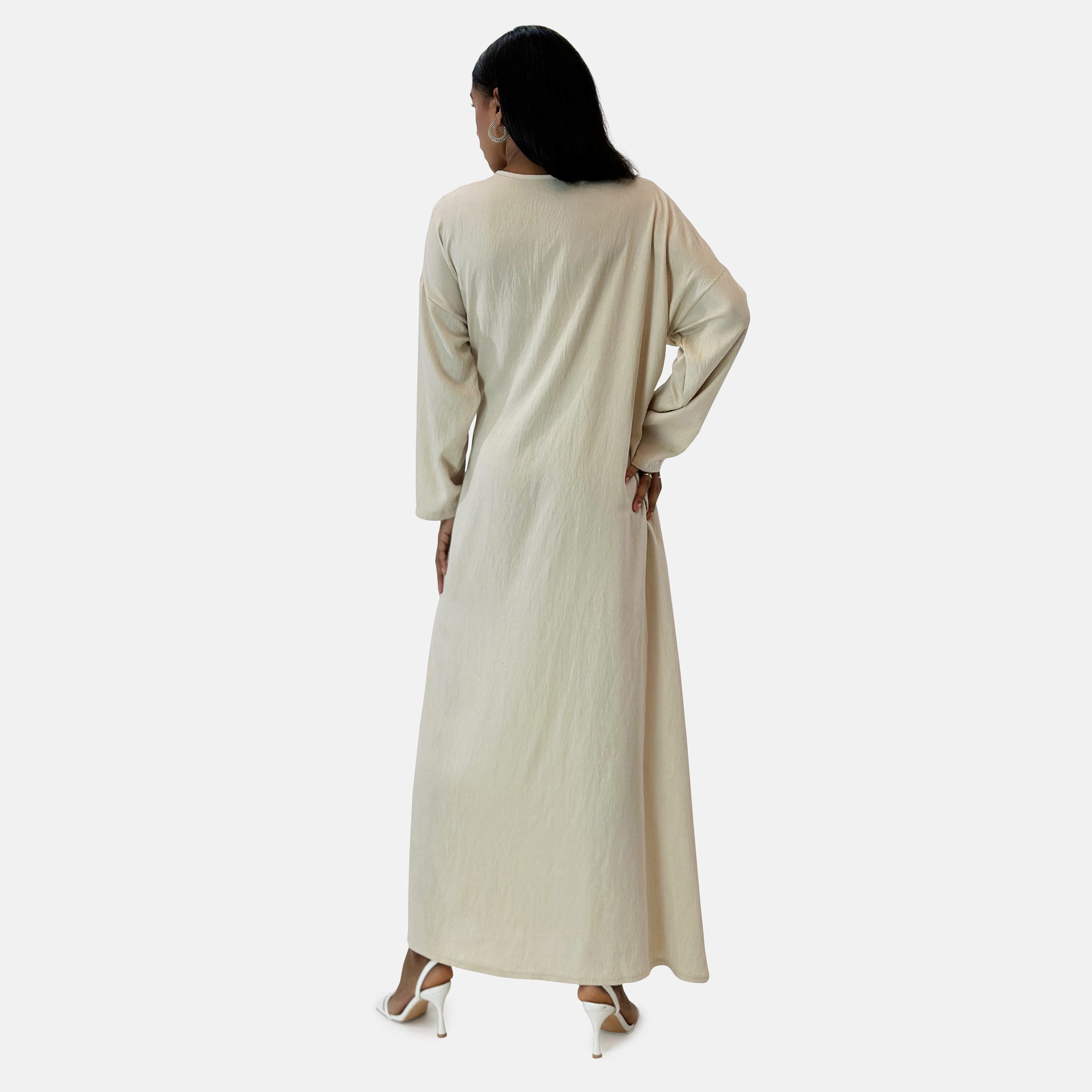 Elara Maxikleid — Damen Abaya One Size mit Bindeschleife und lockerem Maxischnitt