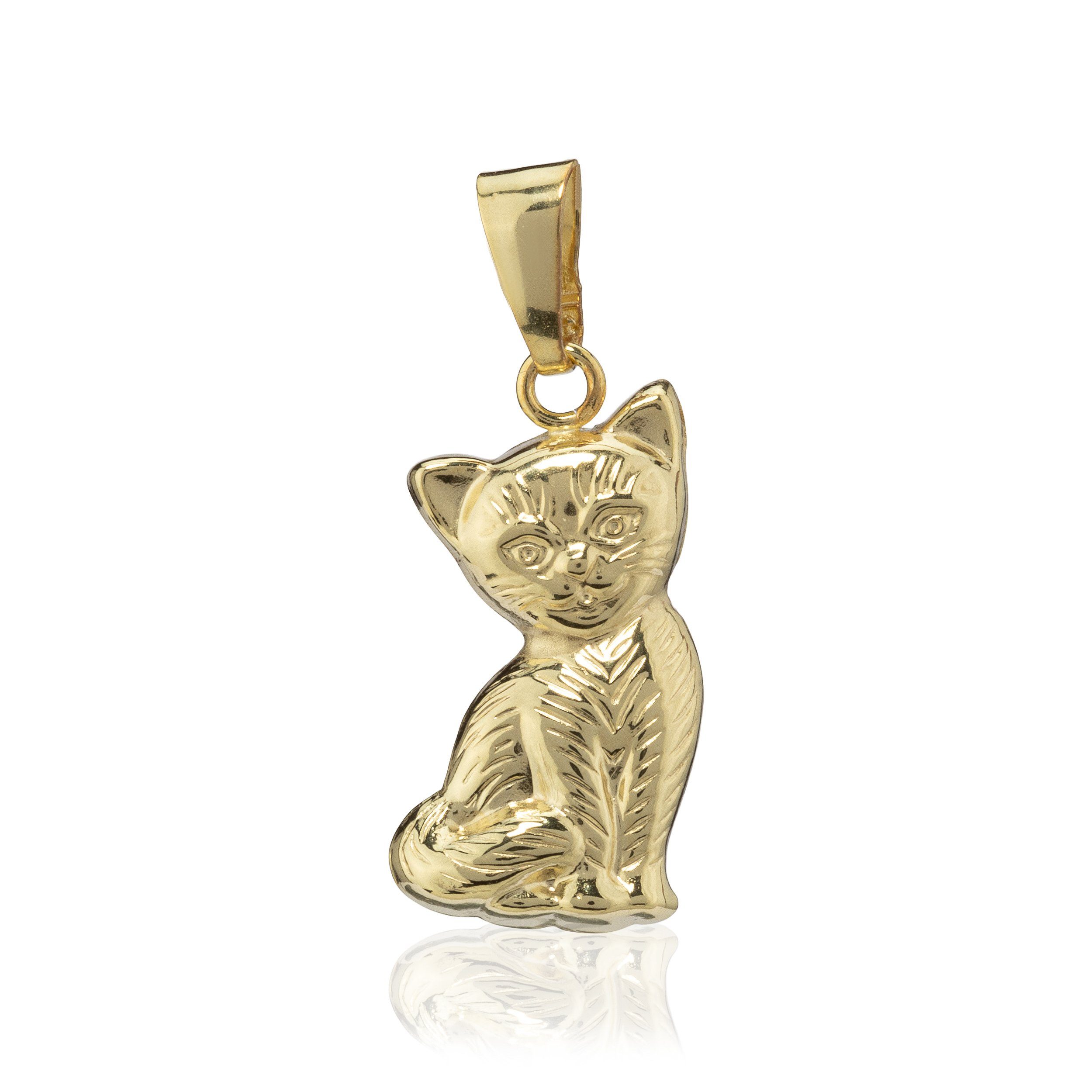 Kettenanhänger Kettenanhänger Katze 9 Karat Gelb Gold 375 Haustie