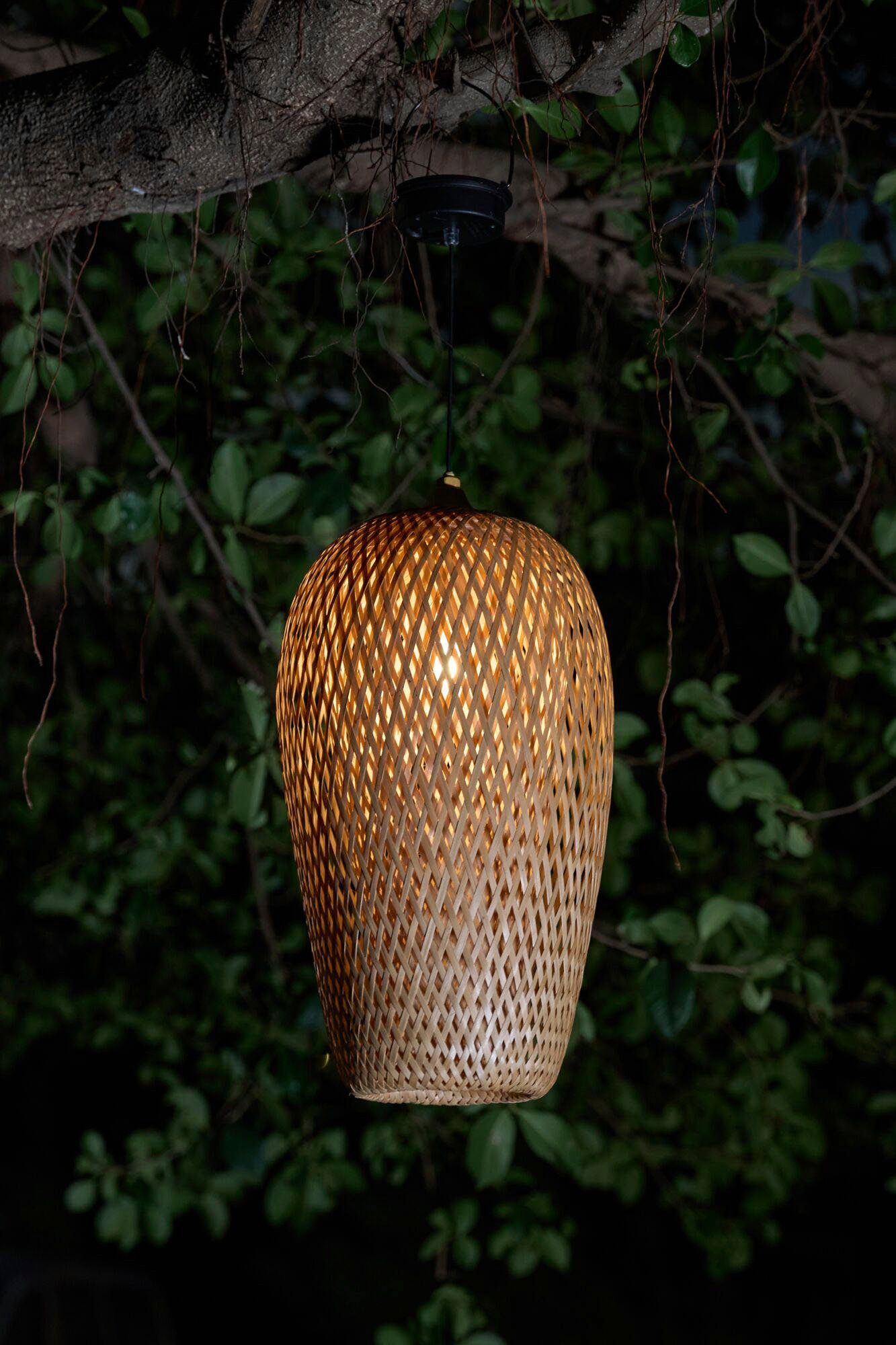 Bliss Pendelleuchte LED Warmweiß, fest Outdoor integriert, Bambus/Rattan/Kunststoff/Metall, LED Solar Pauleen Sunshine Solarpendel