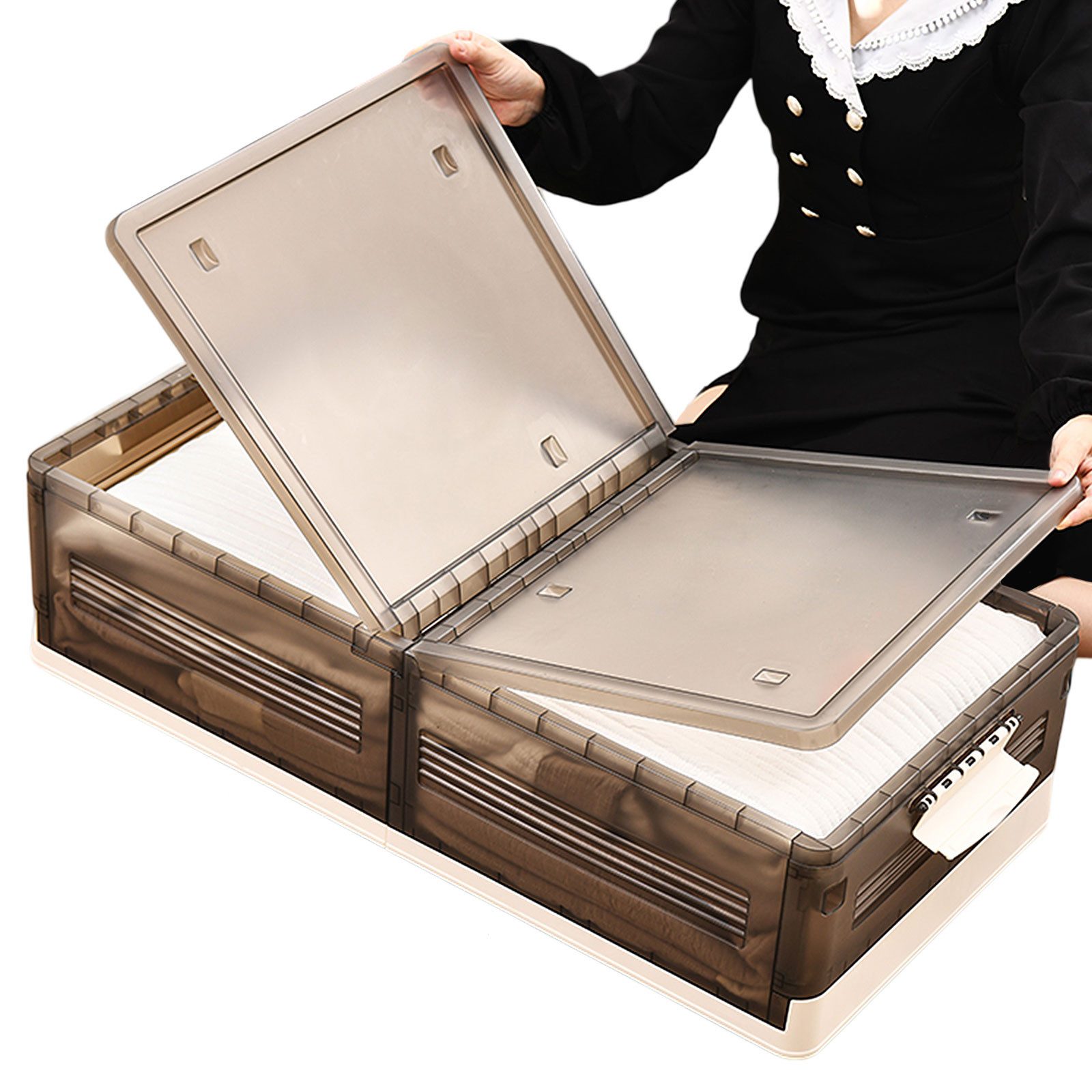 Aufbewahrungsbox Unterbettkommode Unterbettbox mit Rollen Stapelbar Bettkasten