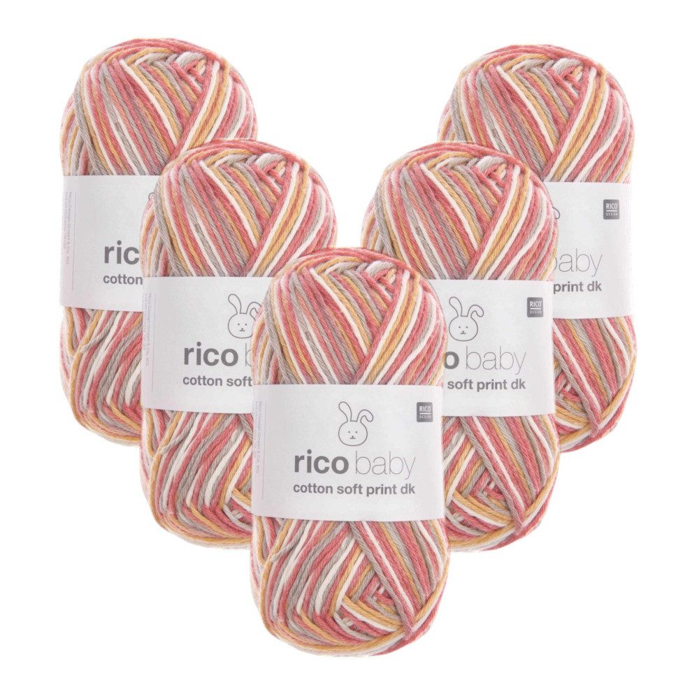 Rico Design 5 x RICO BABY COTTON SOFT PRINT DK Häkelwolle, 250 m