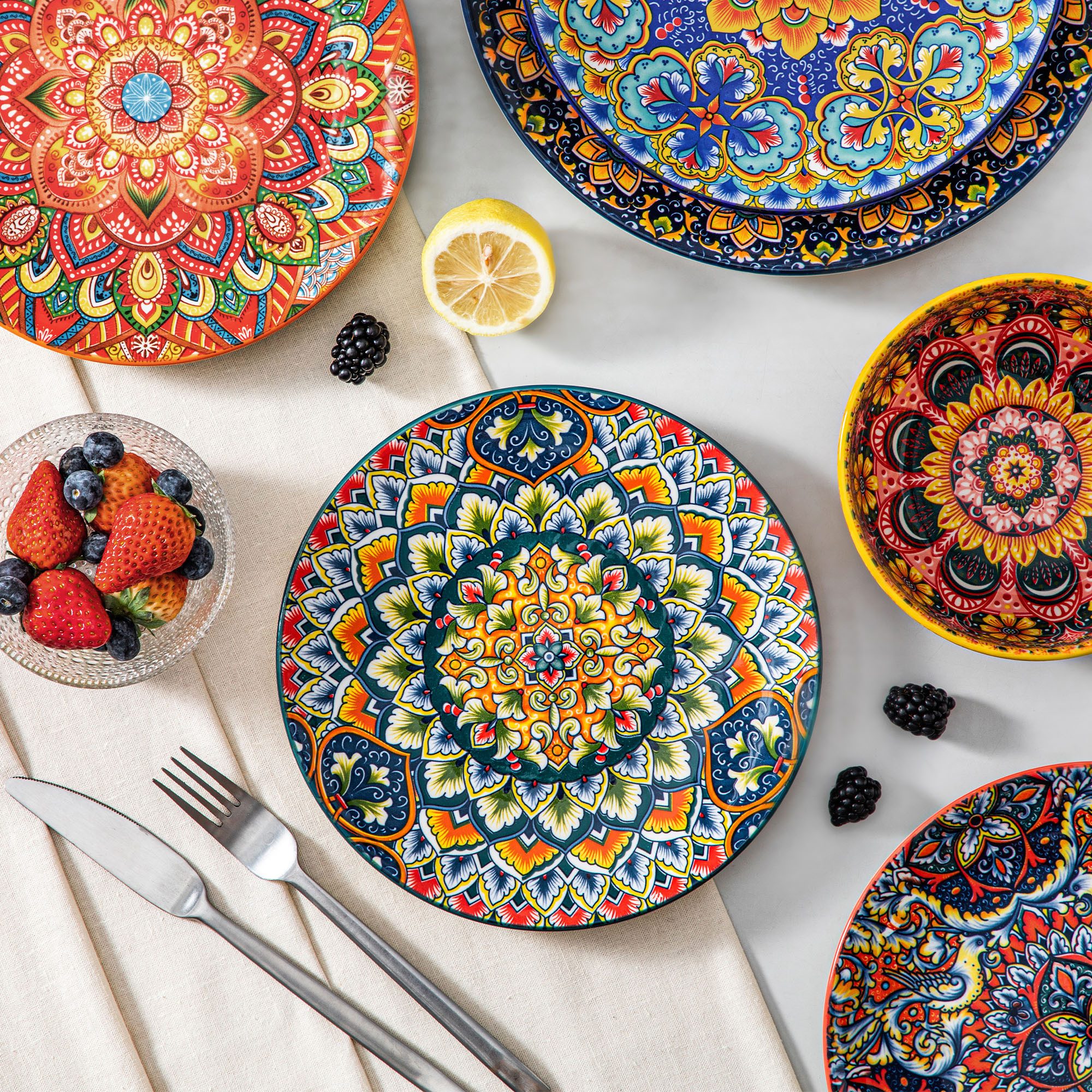 vancasso Dessertteller 6tlg Teller für 6, Porzellan Dessertteller, Kuchenteller, BOHO-Stil, (6 St)