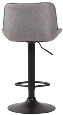 TPFLiving Barhocker Lento mit bequemer Rückenlehne und angenehmer Fußstütze (Barstuhl Hocker für Theke & Küche - 360° drehbar und höhenverstellbar), Gestell Metall schwarz - Sitzfläche: Stoff Grau