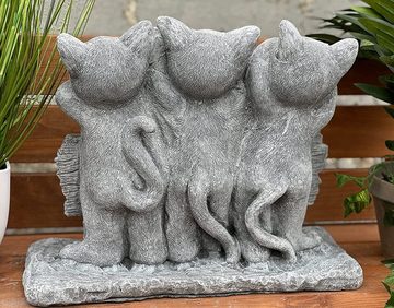 Stone and Style Gartenfigur Katzen Trio Willkommen