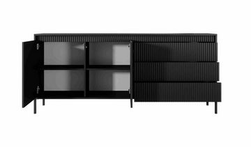 Furnix Kommode Rebeca 187 Design Sideboard mit Schubladen und Türen in 4 Farbnuancen, 7 geschlossene Fächer, elegant & funktional, Push-to-Open
