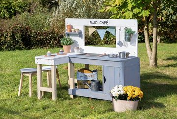MUDDY BUDDY® Outdoor-Spielküche Mud Café Holz, Matschküche, weiß - wolkengrau