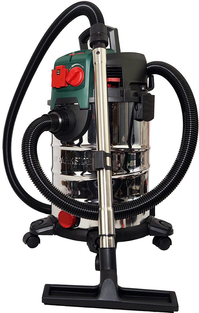 Parkside Nass-Trockenschleifer Nass-/Trockensauger 30 l, 1500 W, Steckdose mit Automatik, Weitreichender Arbeitsradius von bis zu 9 m durch langes 6-m-Netzkabel
