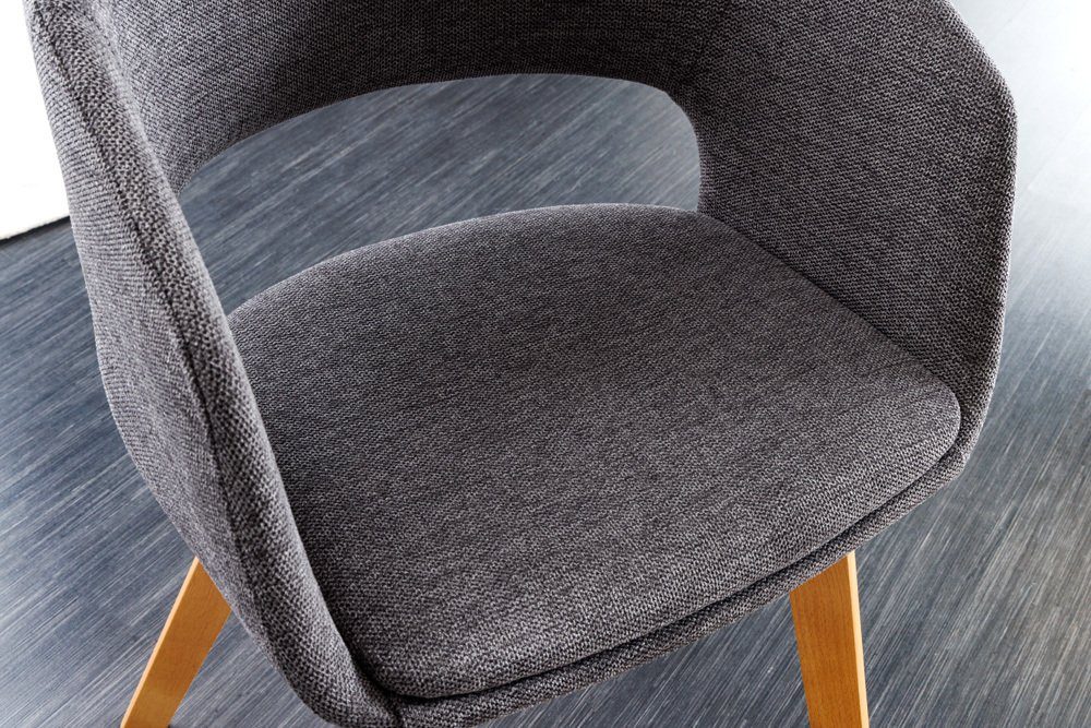 LebensWohnArt Stuhl Design Stuhl DENMARK Eichoptik grau Holzbeine