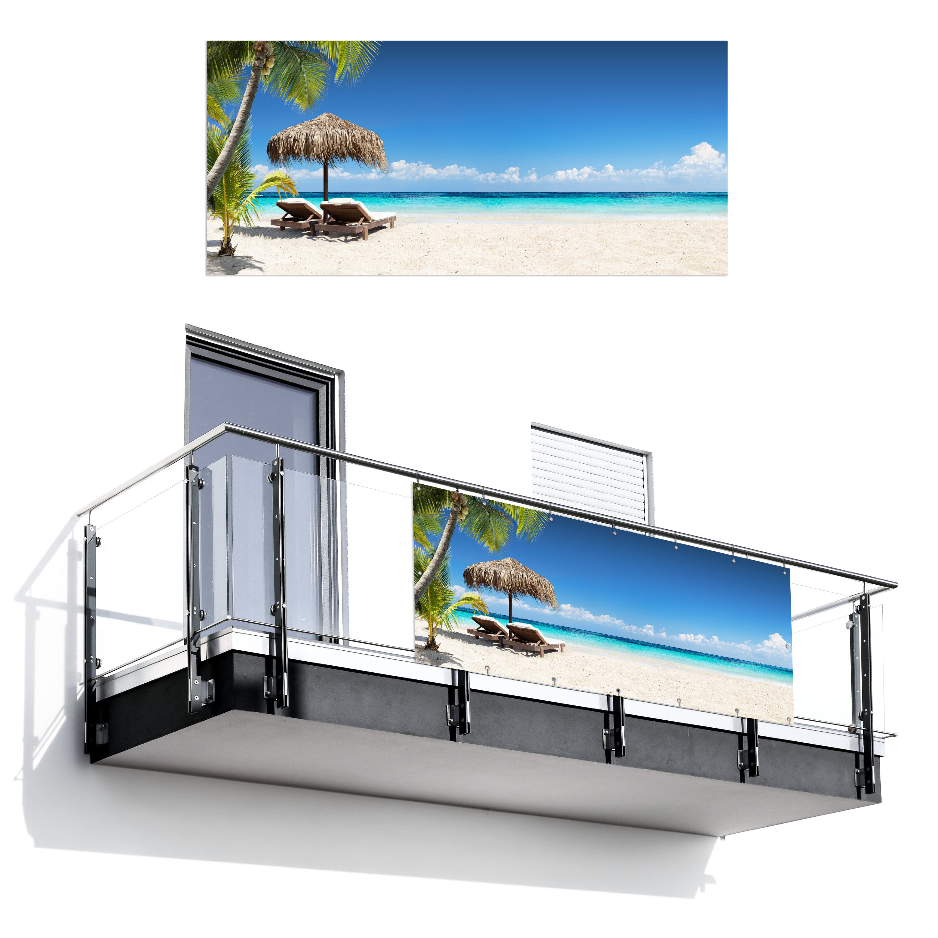 MuchoWow Balkonsichtschutz Strand - Sonnenschirm - günstig online kaufen