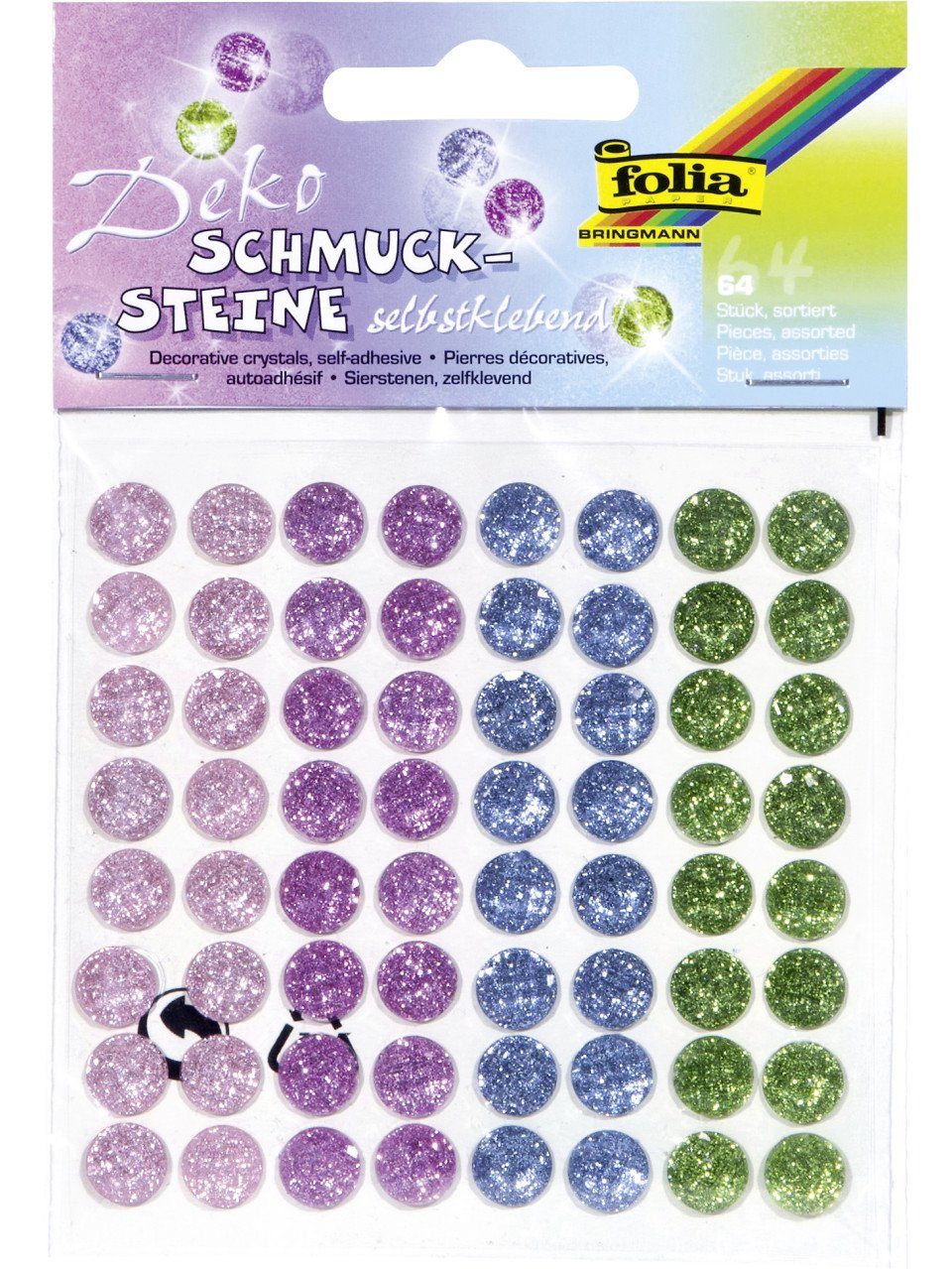 Bastelperlen Glorex Schmucksteine Glitter Charm, 64 Stück