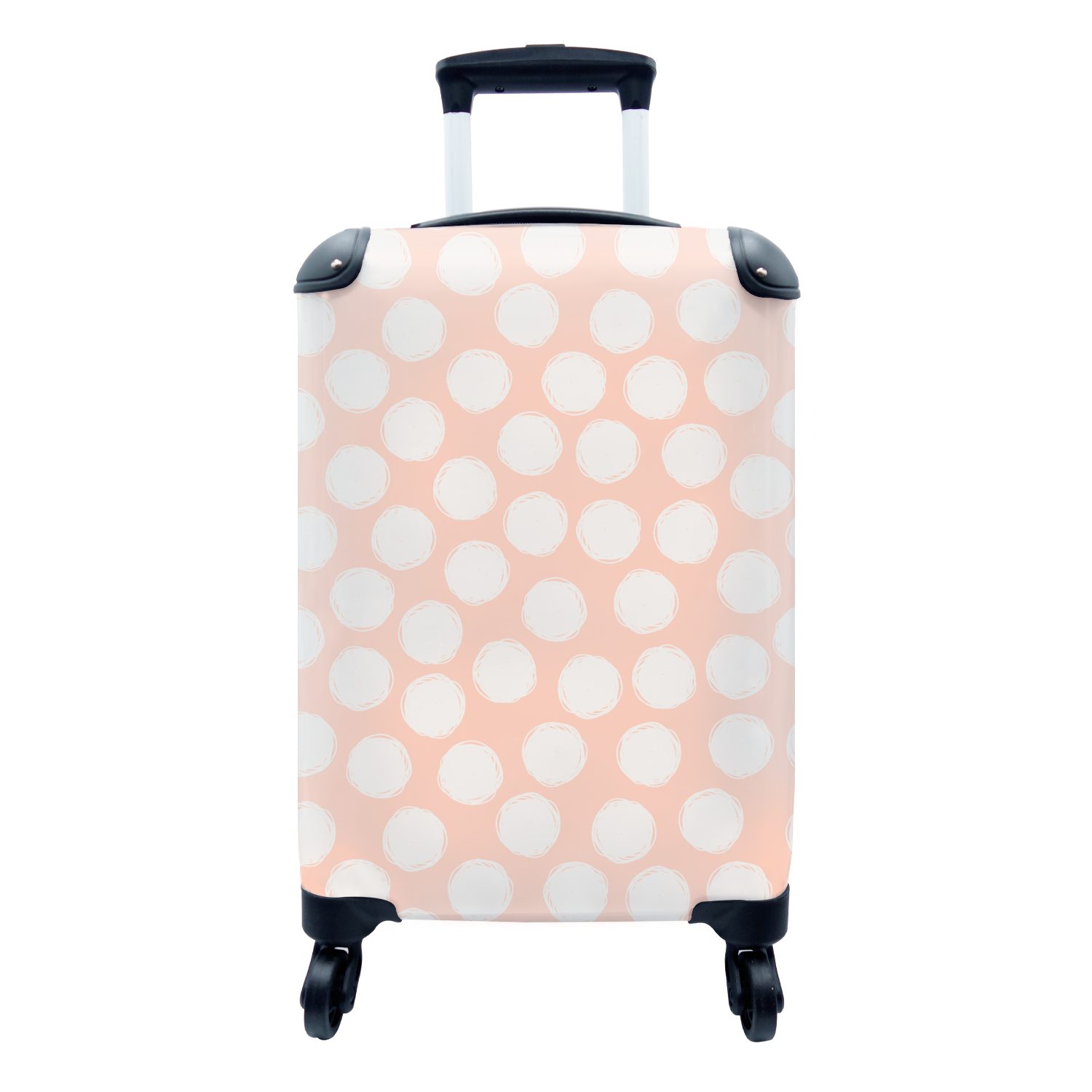 MuchoWow Handgepäckkoffer Polka dots - Rosa - Muster, 4 Rollen, Reisetasche mit rollen, Handgepäck für Ferien, Trolley, Reisekoffer