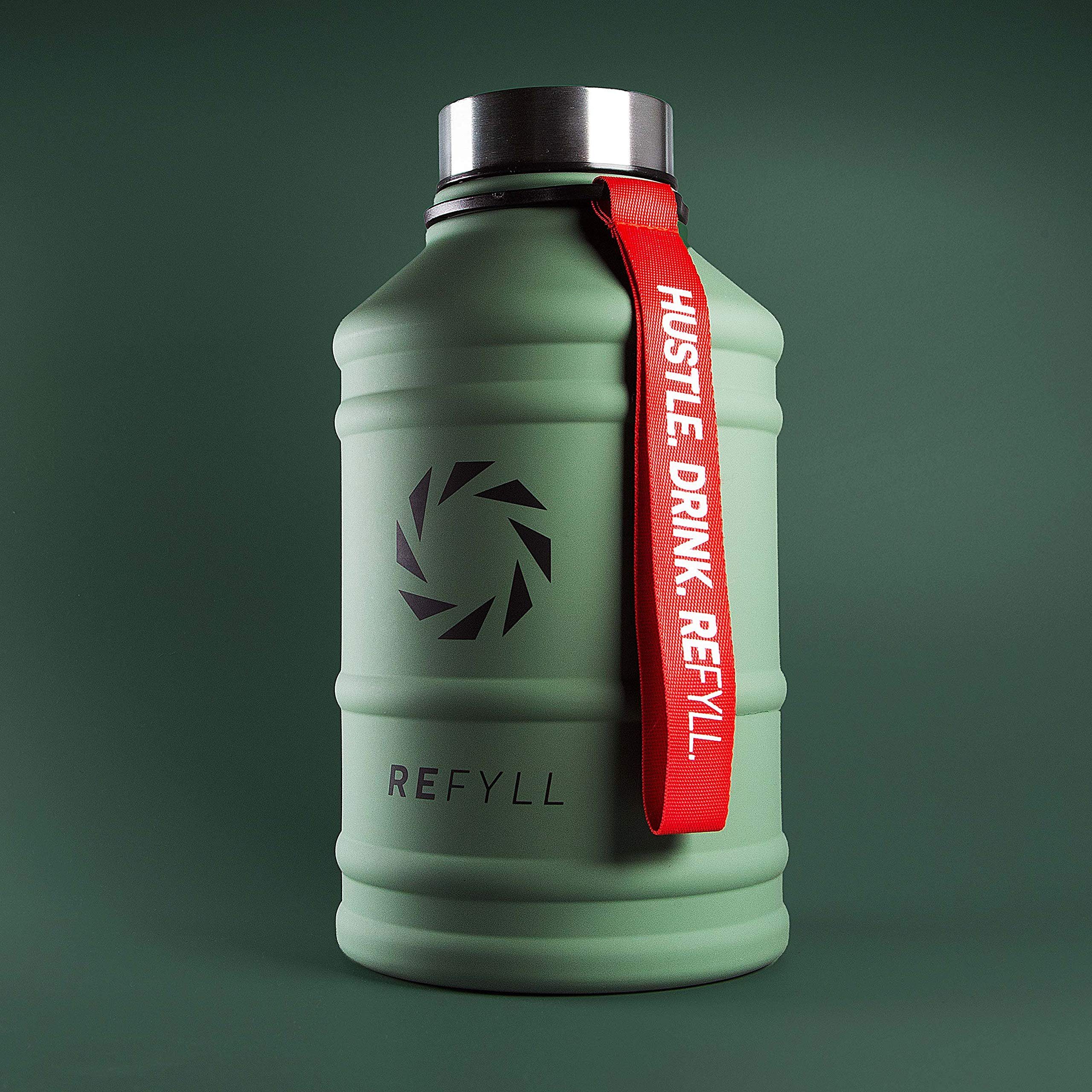Army Trinkflasche Edelstahl 2,2 REFYLL Fitness L Gym, 1,3L Green Jug Hero Trinkflasche robust, auslaufsicher und Trinkflasche 2,2L, Auslaufsicher, Water Sport, für