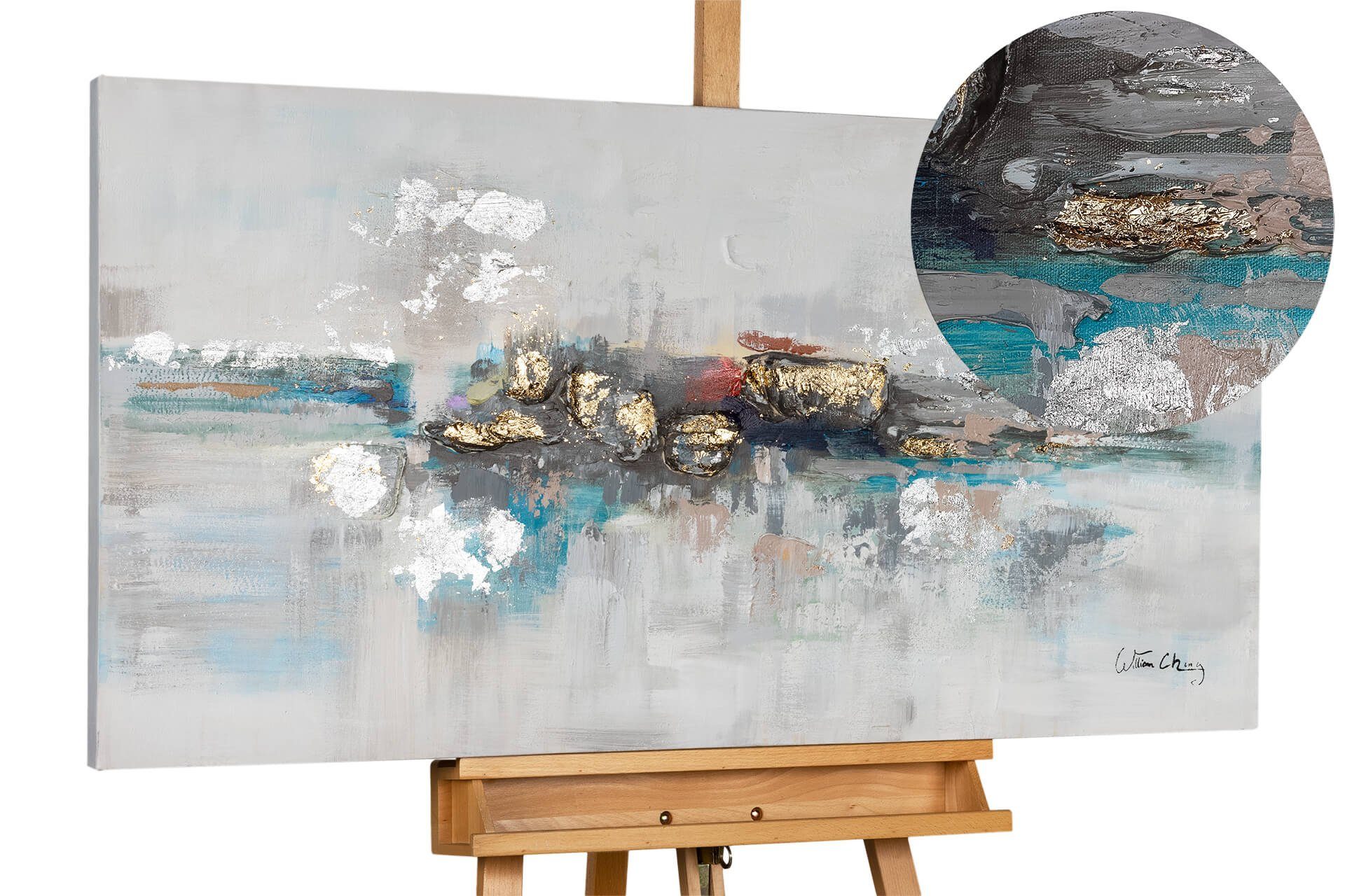KUNSTLOFT Gemälde Mirage 120x60 cm, Leinwandbild 100% HANDGEMALT Wandbild Wohnzimmer