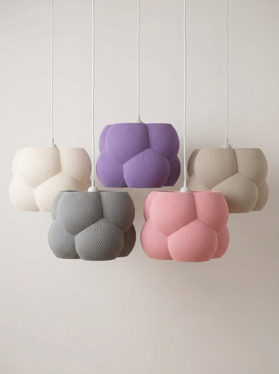 Roomberry Lampenschirm Bubble Hängelampe Pendelleuchte E27 rund, weiß beige rosa lila grau 25-35cm – Bild 5 von 5