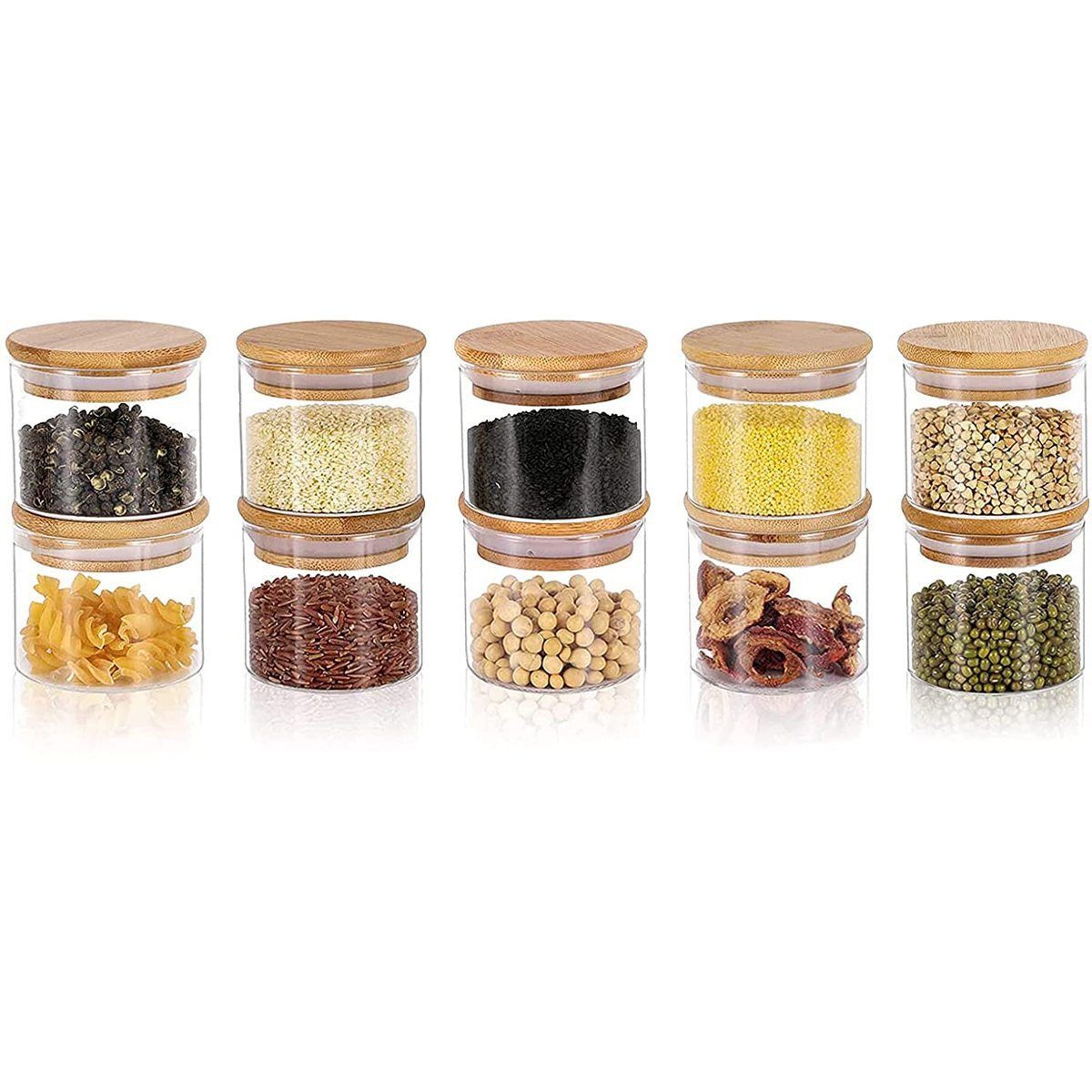 Simloveve Vorratsglas, (10-tlg., 250ml), Kaffee Vorratsdosen, Gewürzgläser, Gewürzbehälter