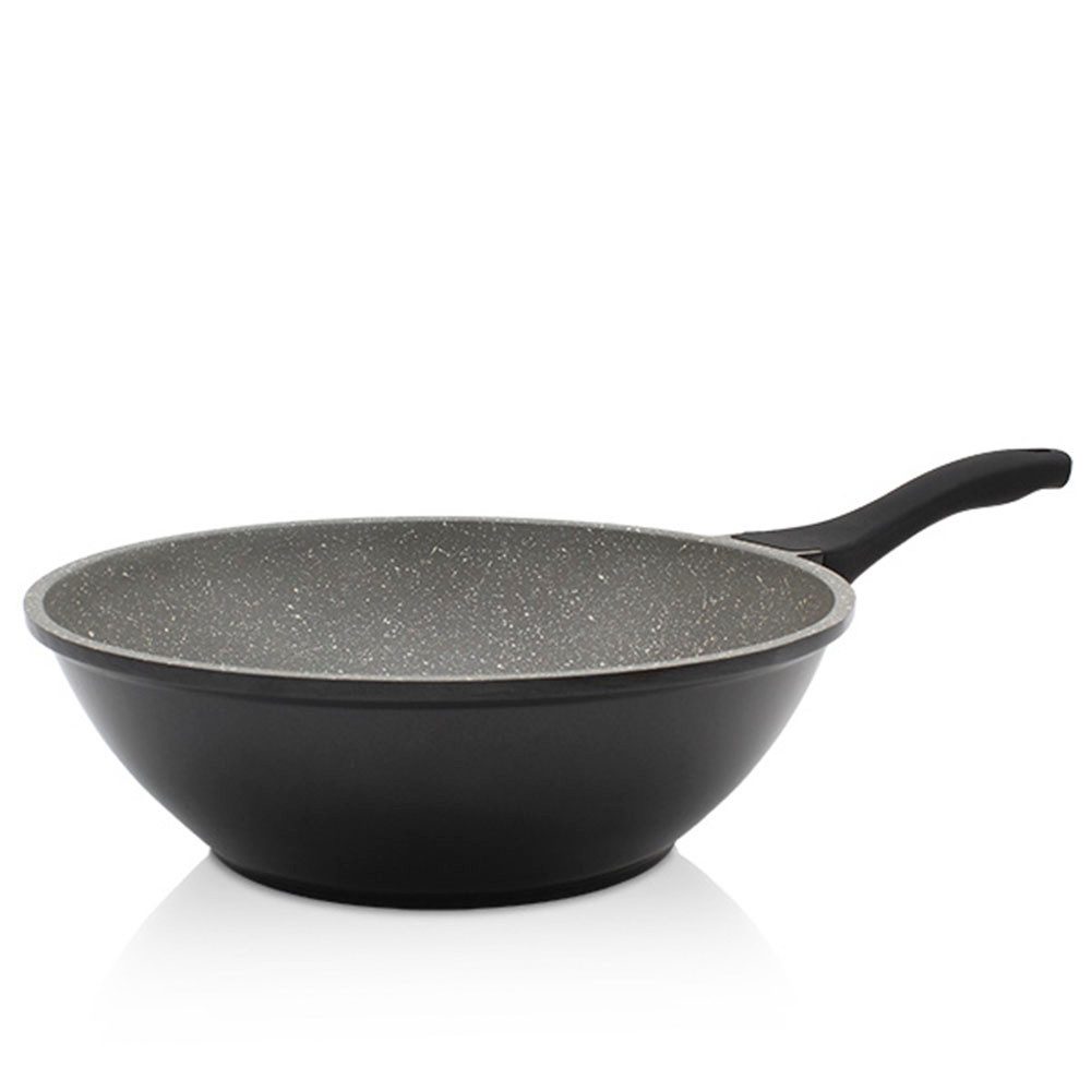 Krüger Wok Aluguss Wokpfanne Barcelona, 30 cm, Aluminiumguss (1-tlg), für Induktions-Kochfelder geeignet