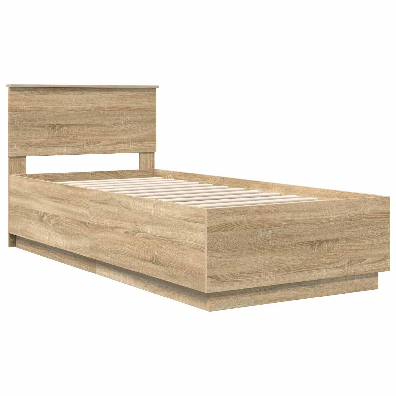vidaXL Bettgestell Bettrahmen mit Kopfteil Sonoma-Eiche 90 x 190 cm Holzwerkstoff (1-tlg) – Bild 4 von 5