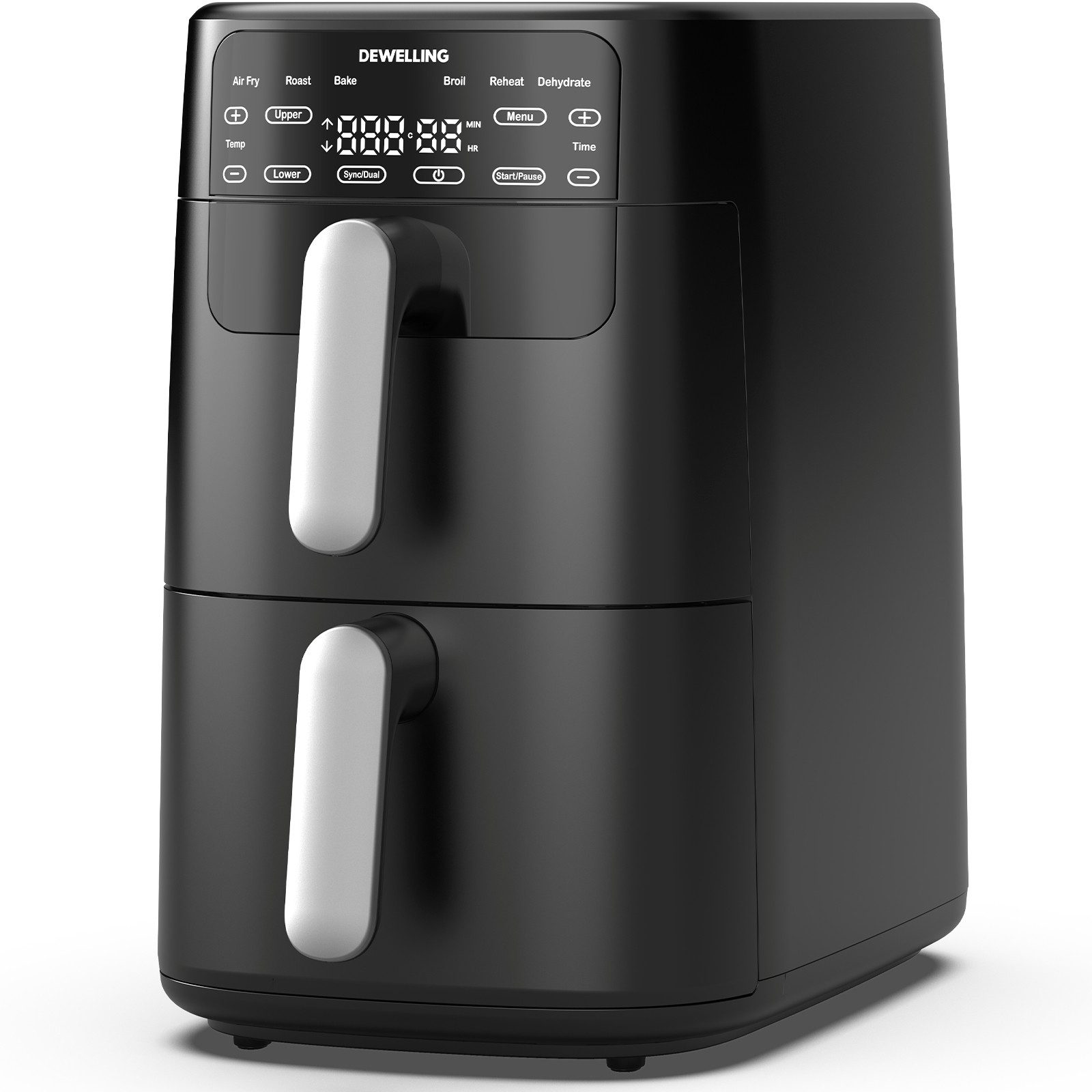 AIMAX Heißluftfritteuse XXL Airfryer 10 L mit Doppelkorb, 6 Programme, Digitaldisplay, 2700 W, Sync-Finish & Dual-Cook, Antihaftbeschichtung & spülmaschinengeeignet