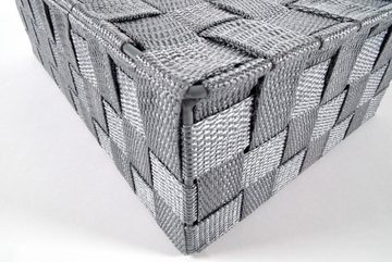 Kobolo Aufbewahrungskorb Regalkorb grau mit Deckel Nylon auf Metallrahmen