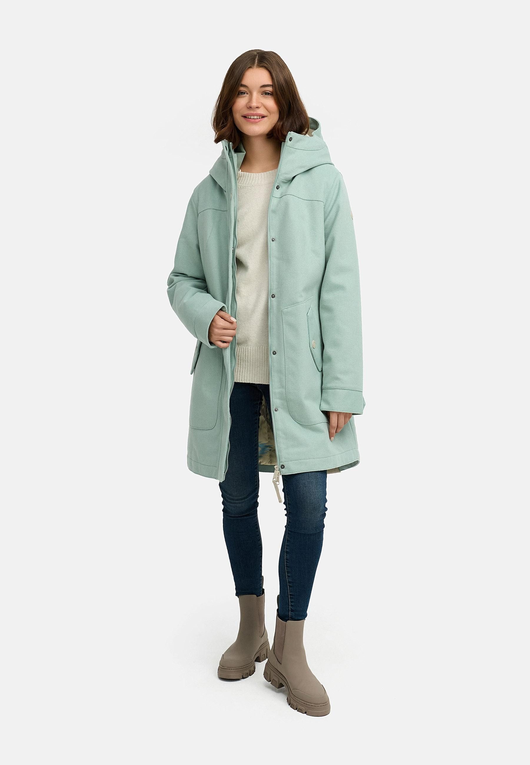 Ragwear Wintermantel Jannisa Coat Klassischer Damen Kurzmantel mit Kapuze