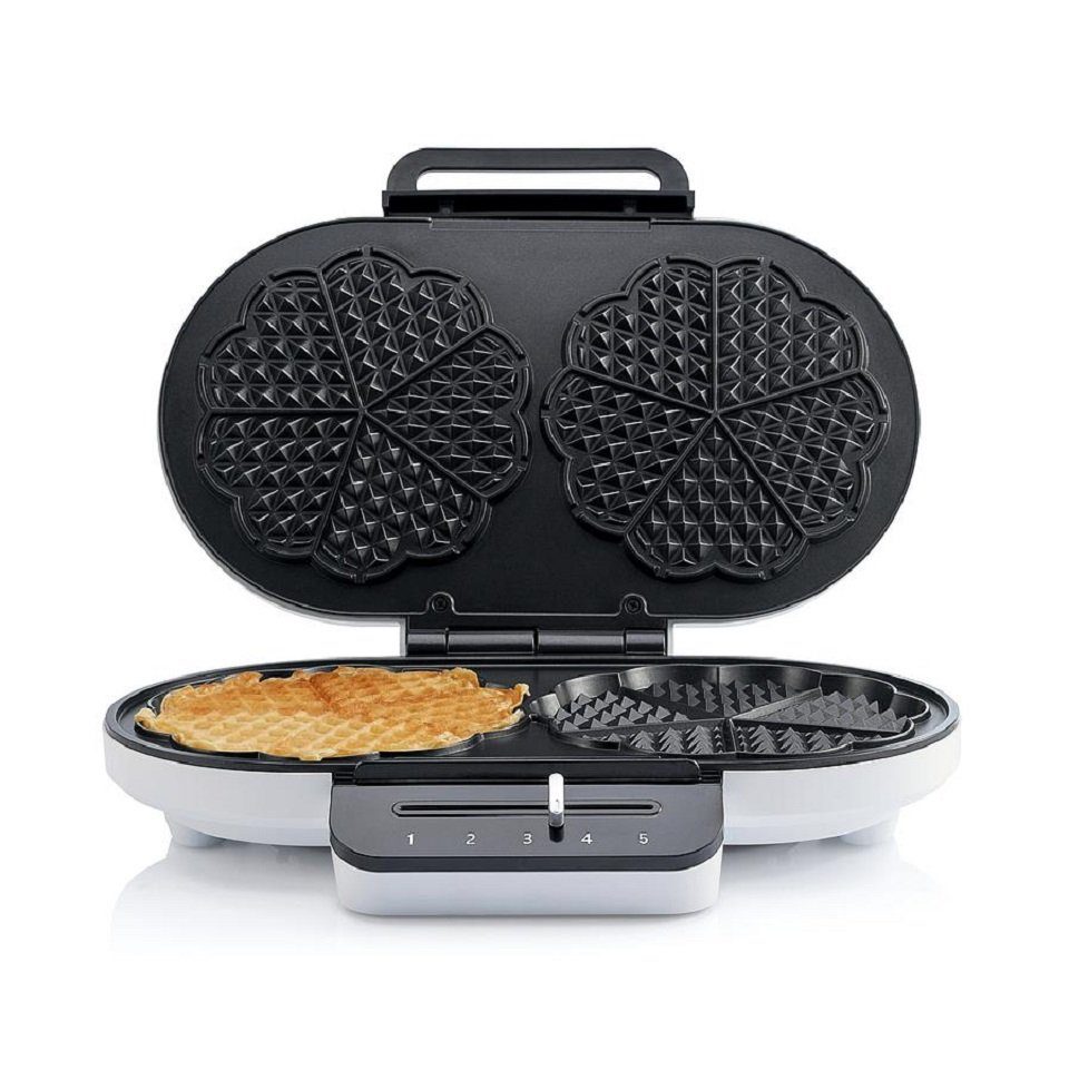 wilfa 2-in-1-Kombi-Waffeleisen TRADITION DOUBLE, 1200 W, Herzwaffeln, antihaftbeschichtet