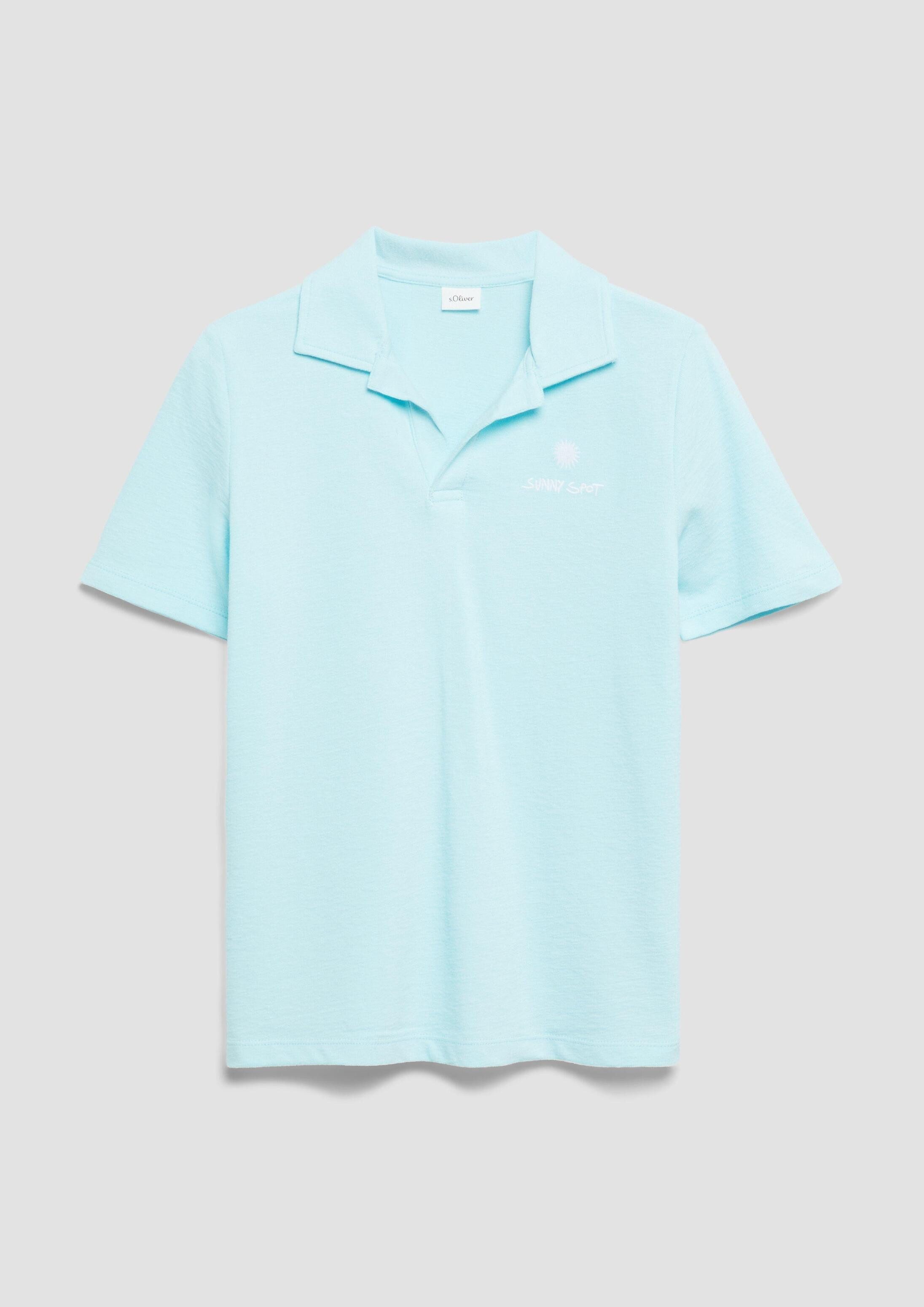 s.Oliver Kurzarmshirt Polo-Shirt Strukturiertes Polo-Shirt mit Stickerei