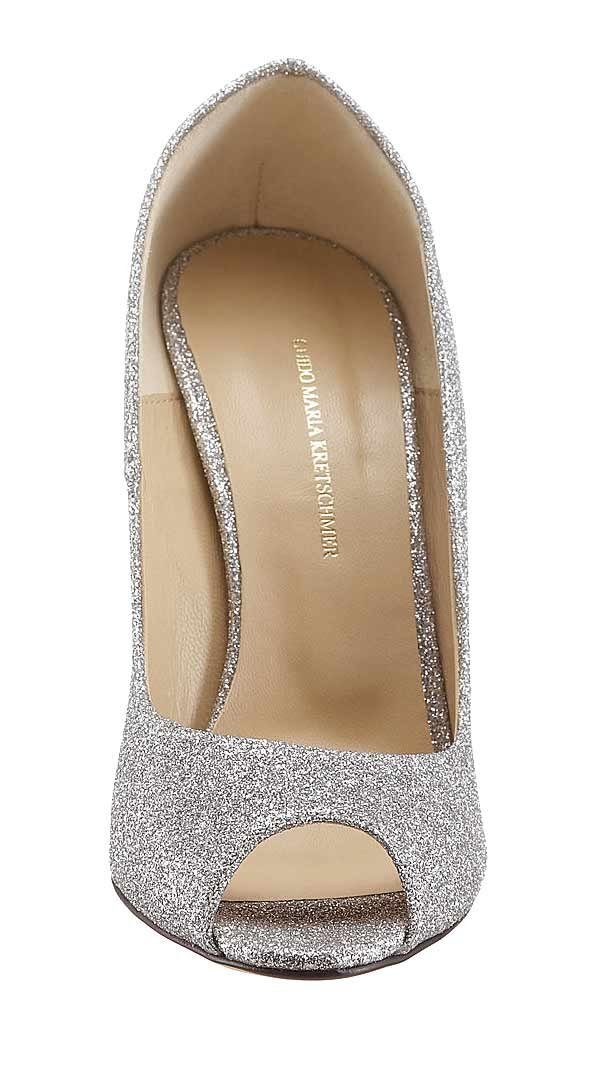 Kretschmer Maria Guido Designer-Abendpeeptoes, silberfarben MARIA Pumps KRETSCHMER GUIDO Damen