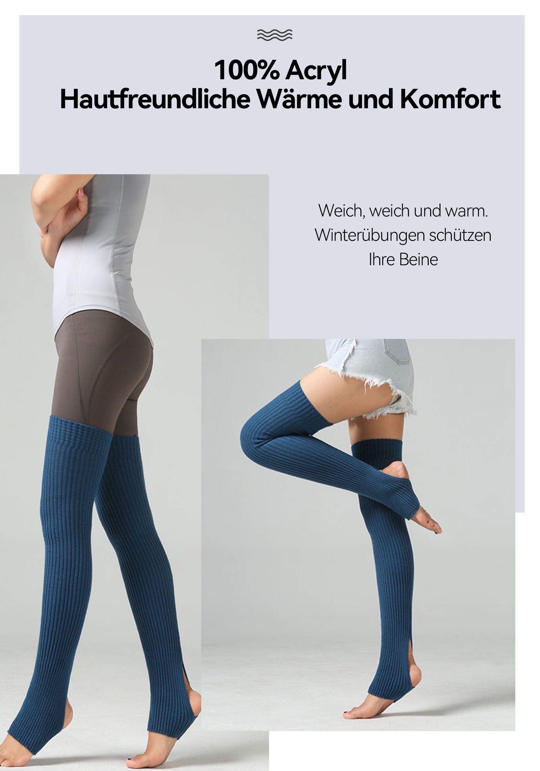 (1-Paar) Damen über Beinstulpen blau Knie Lange MAGICSHE für Stretch-Stricksocken Navy Kniestrümpfe Ballett,