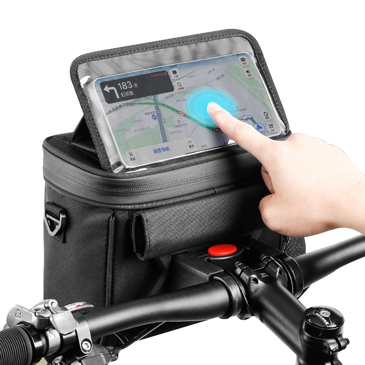 PFCTART Fahrradtasche 4,5 L Fahrrad-Lenkertasche, fahrradtasche lenker, fahrradtasche (Set, 1-tlg., Geeignet für die Montage an 7/8 Zoll, 1 Zoll und 1,25 Zoll Lenkern), Winkeleinstellbarer transparenter Touchscreen, wasserdichtes Design
