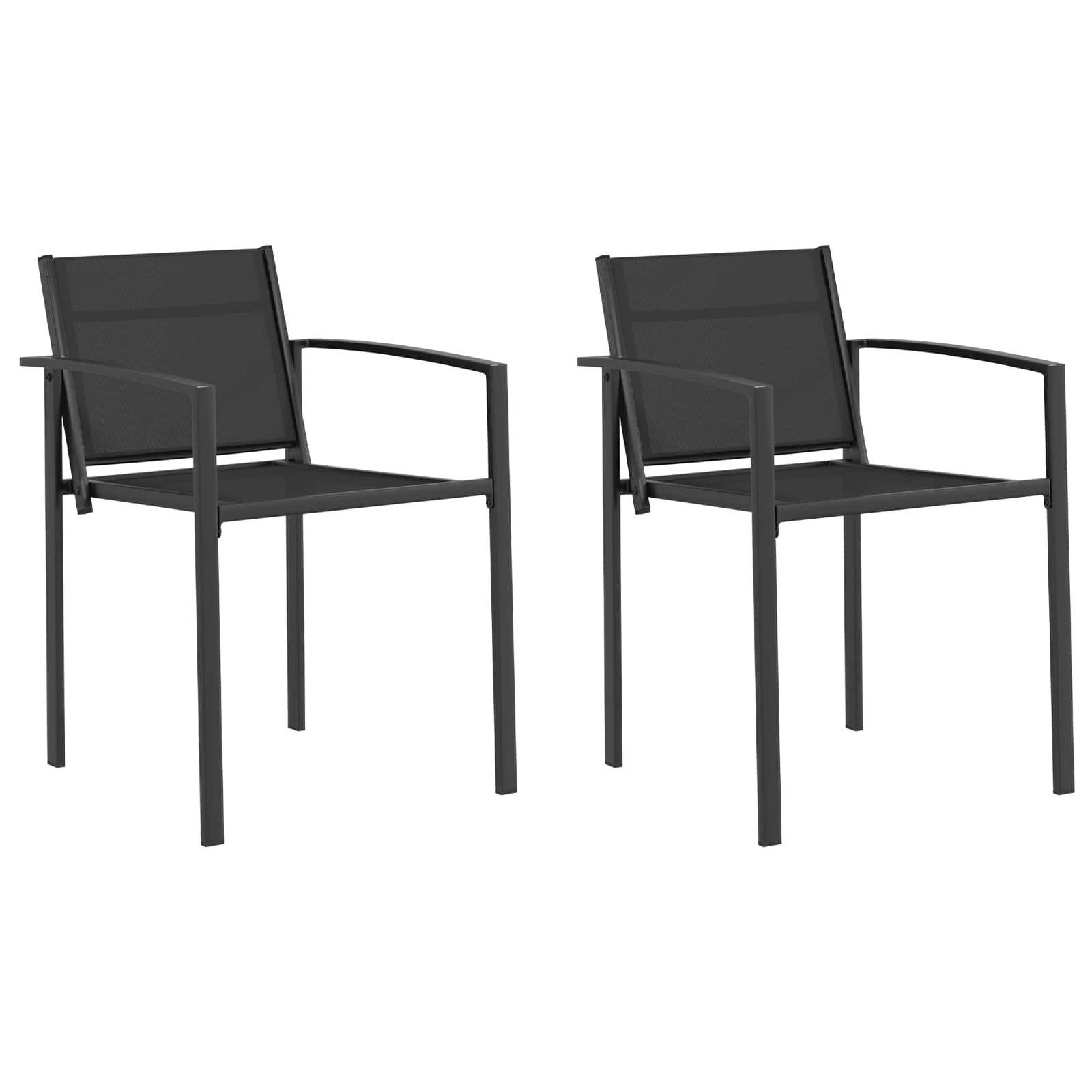 vidaXL Gartenstuhl Gartenstühle 2 stk. Schwarz und Anthrazit Textilen-Stoff (2 St)