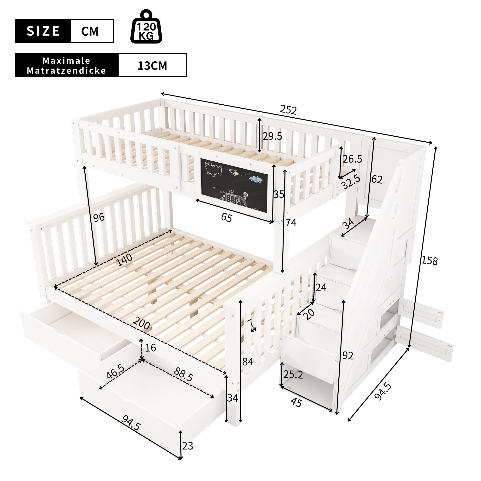 Ulife Etagenbett Doppelbett, multifunktionales Hochbett mit günstig online kaufen