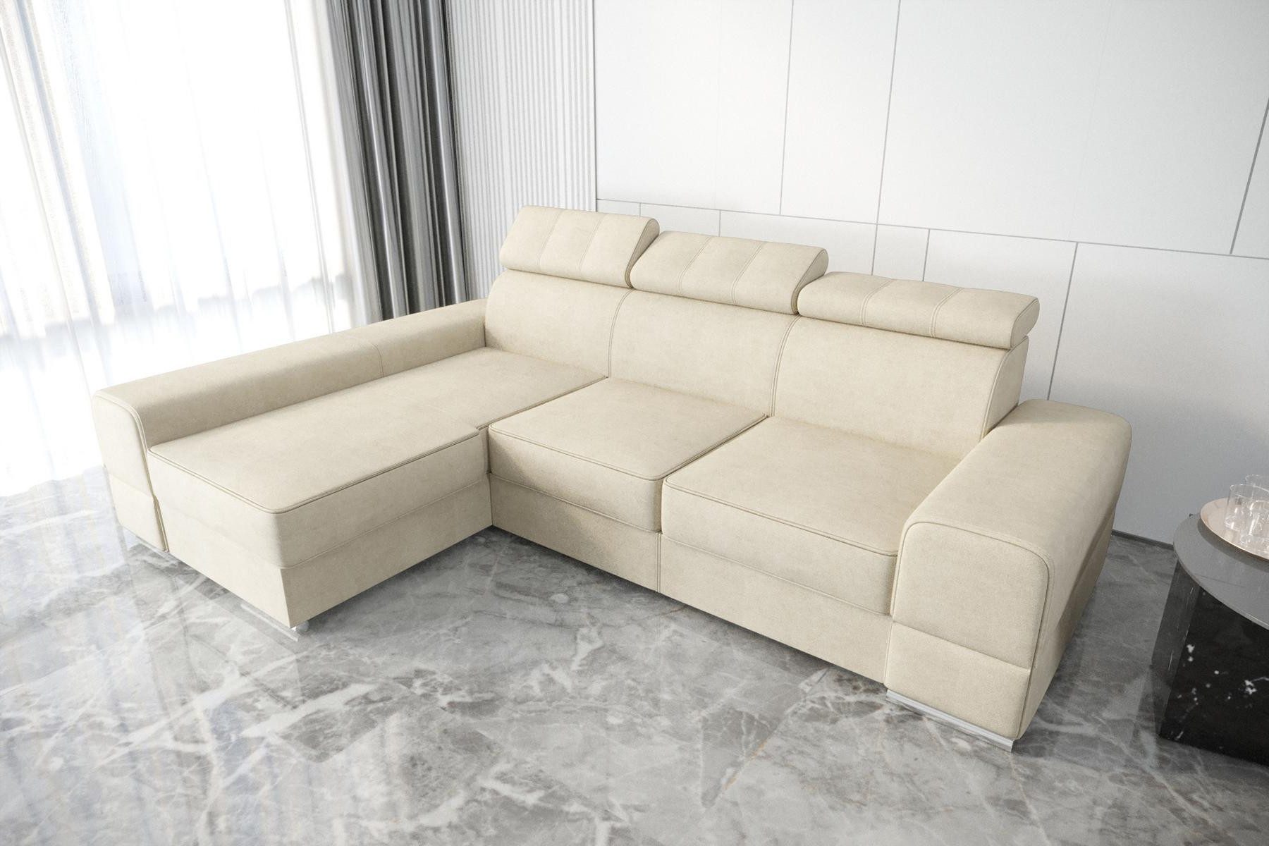 Xlmoebel Ecksofa Beige Leder Ecksofa in L-Form mit elegantem Design, Hergestellt in Europa