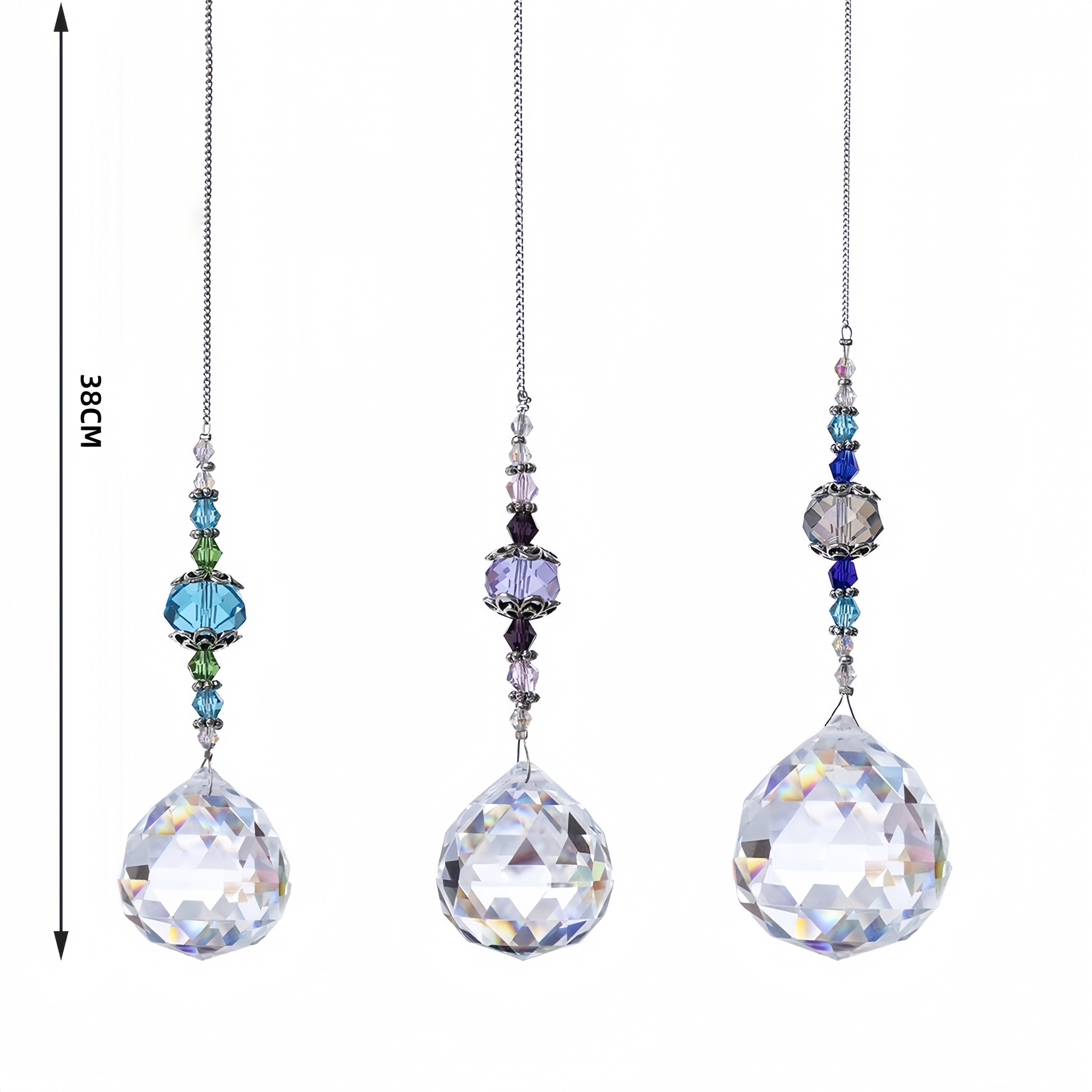 FOUORTUNATE-BEE Windspiel Kristall-Prismenkugeln als Regenbogen-Sonnenfänger, 3er-Set (3 St)