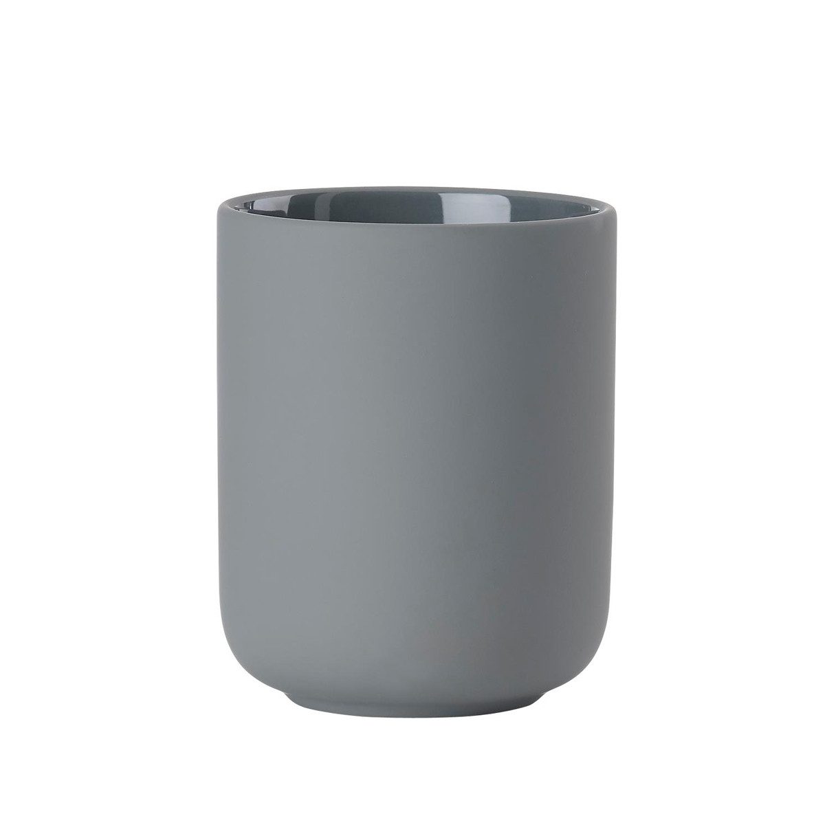 Zone Denmark Zahnputzbecher ZONE Zahnbürstenbecher UME Grau, Keramik mit Soft-Touch, (Stück)