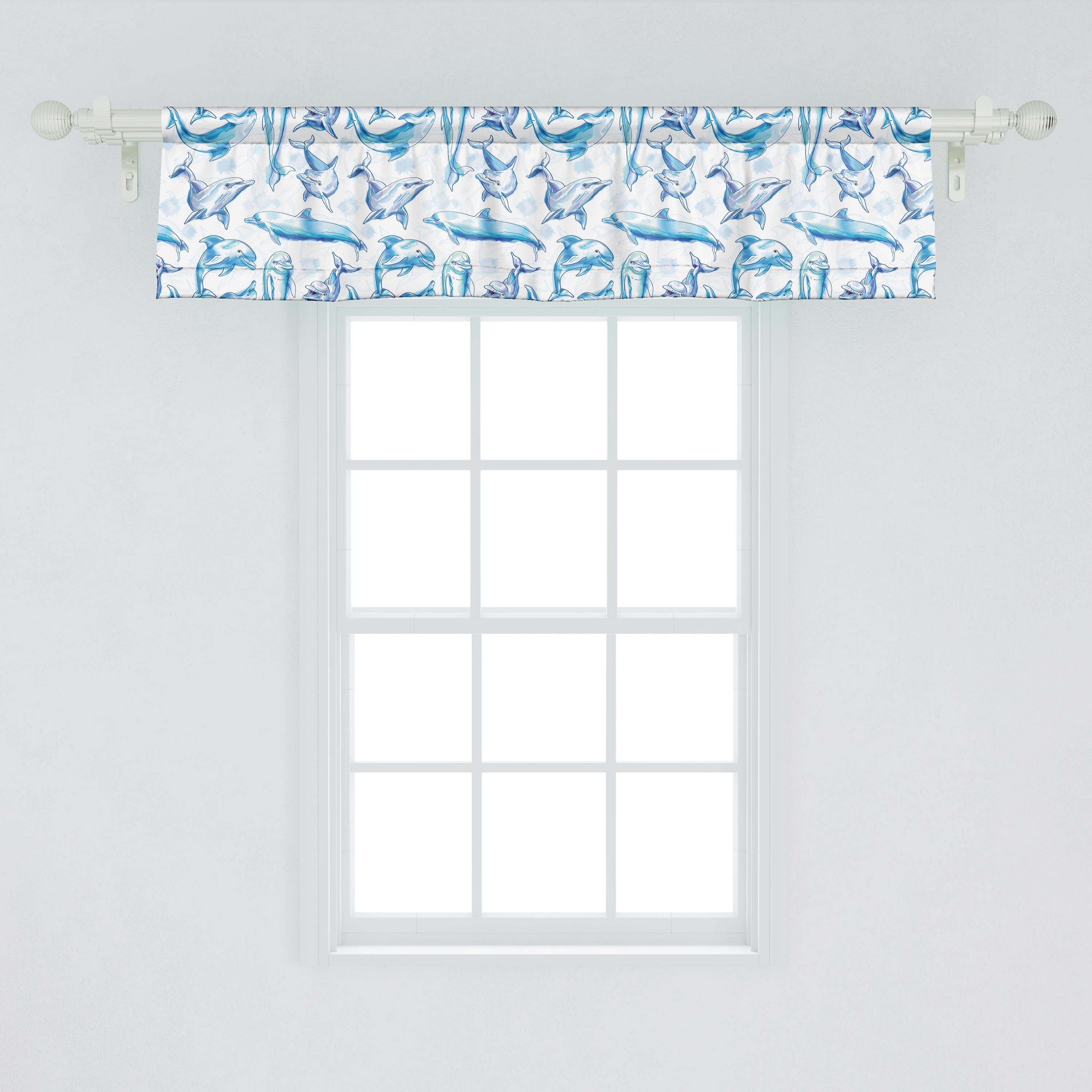 Scheibengardine Vorhang Volant für Küche der Skizze Dekor Schlafzimmer Microfaser, Life Delphine Abakuhaus, mit ocean Stangentasche