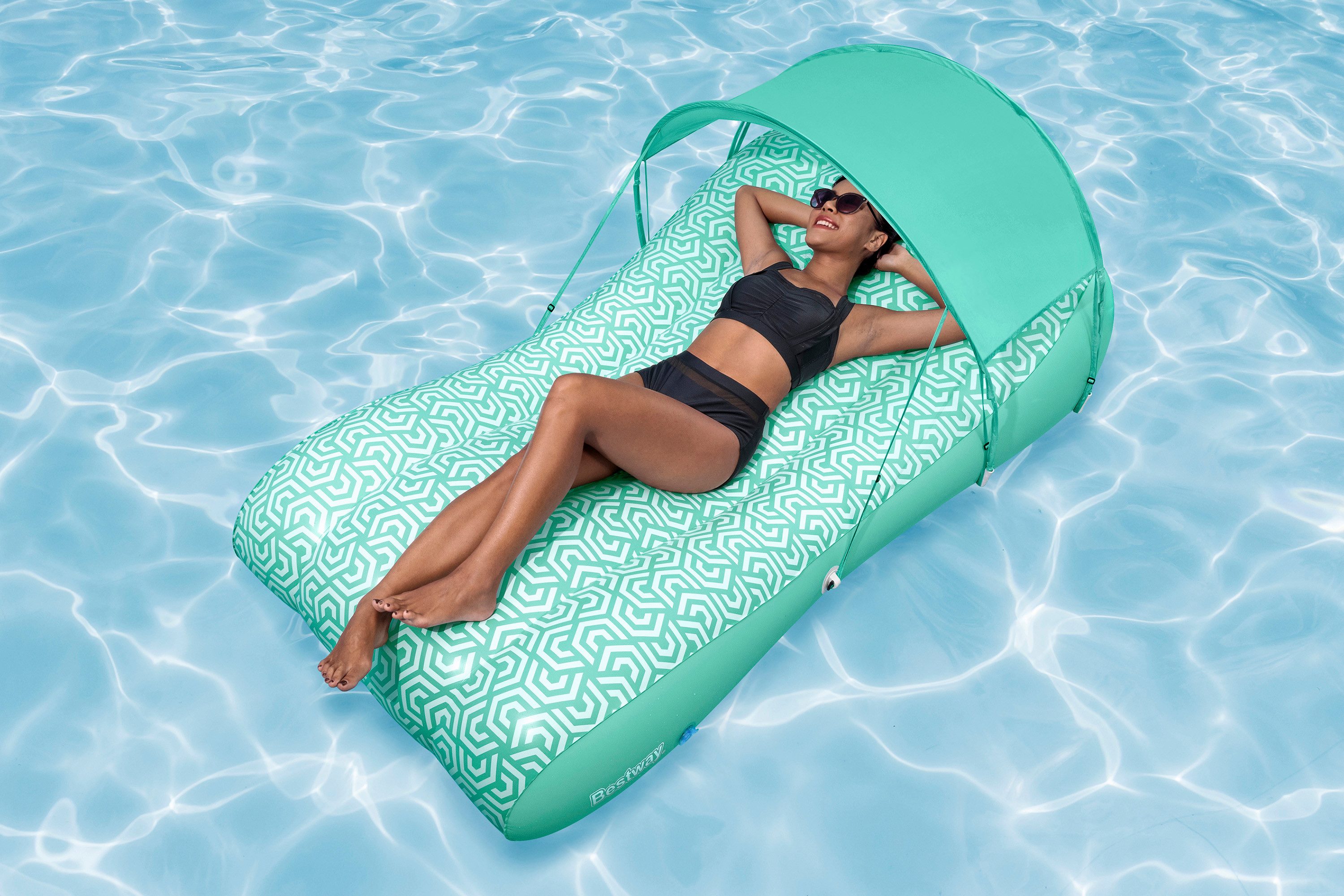 Bestway Badeinsel Comfy Chill™, (Packung, 1-St., mit Sonnenschutzdach 175 x 94 x 40 cm), Oberfläche