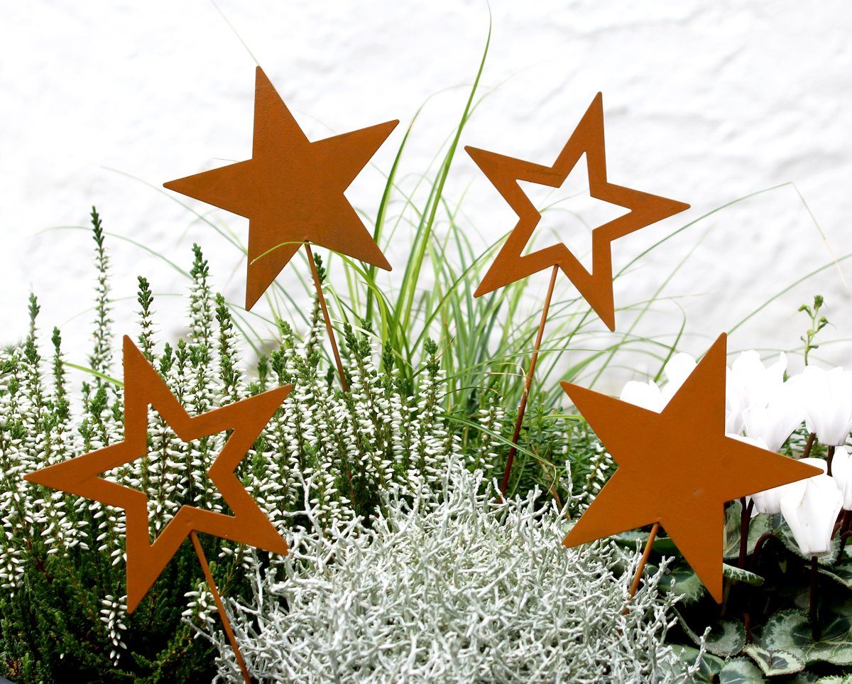 LB H&F Lilienburg Gartenstecker 4er SET Sterne Gartenstecker Stern Beetstec günstig online kaufen