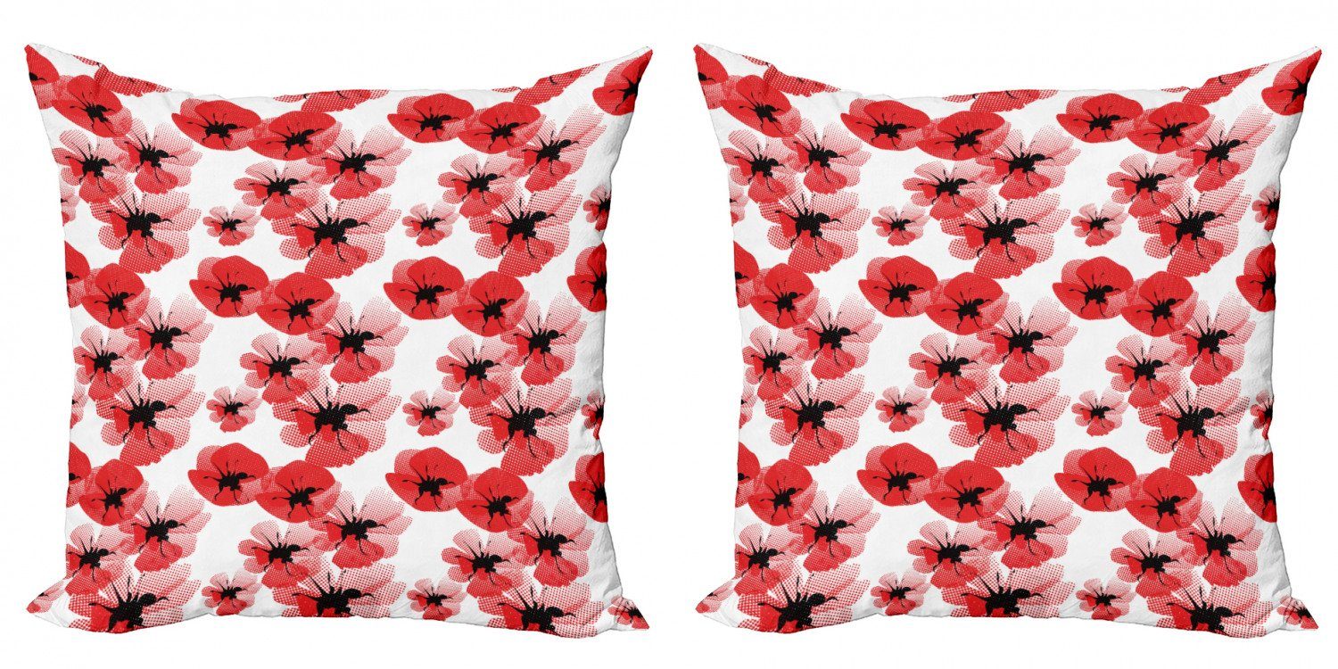 Kissenbezüge Modern Accent Doppelseitiger Digitaldruck, Abakuhaus (2 Stück), Blumen Mohnblumen Leuchtende Farben