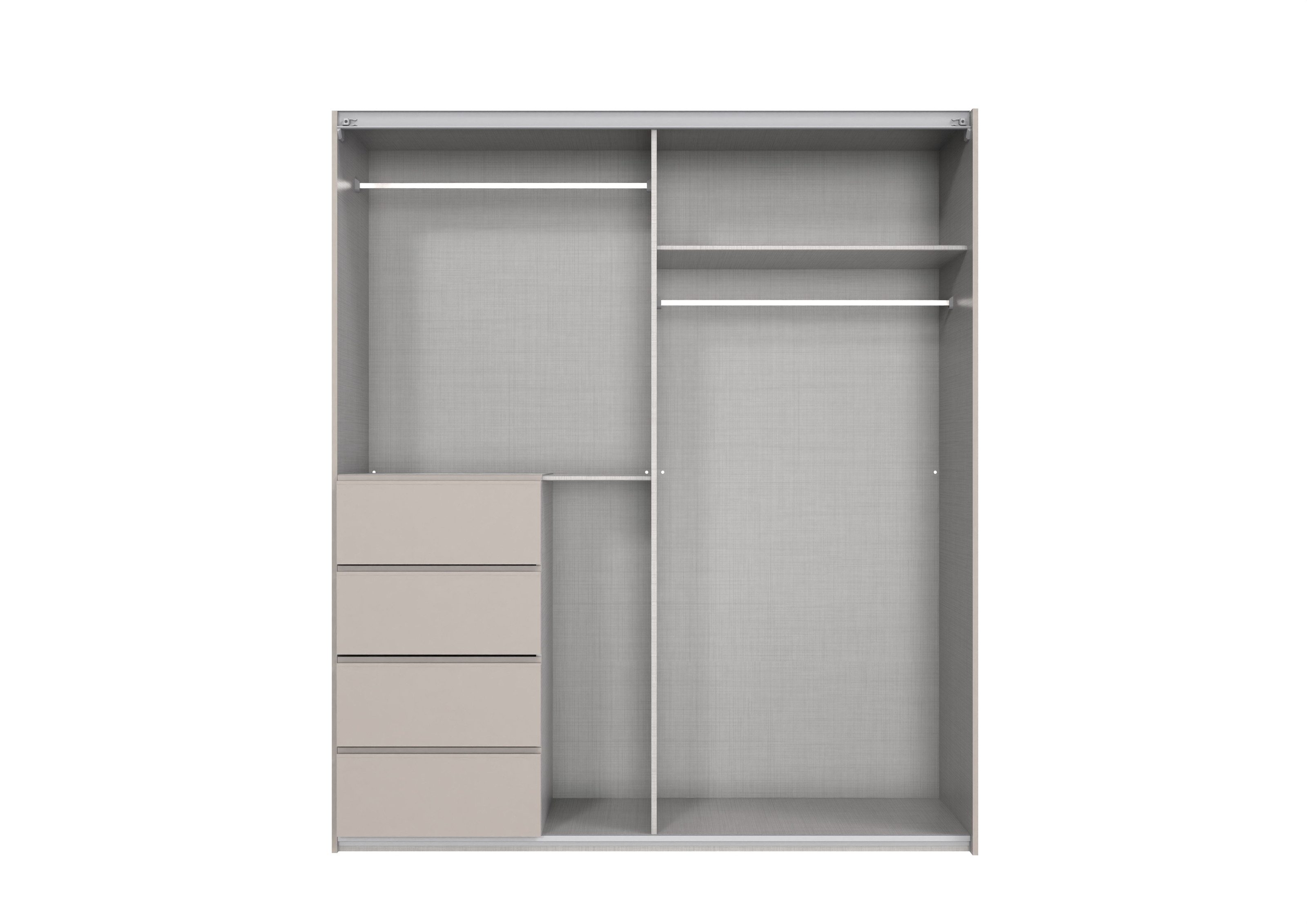 freiraum Schwebetürenschrank BALI in SAHARAGRAU + GLAS SAHARAGRAU - 180x208x64 (BxHxT)
