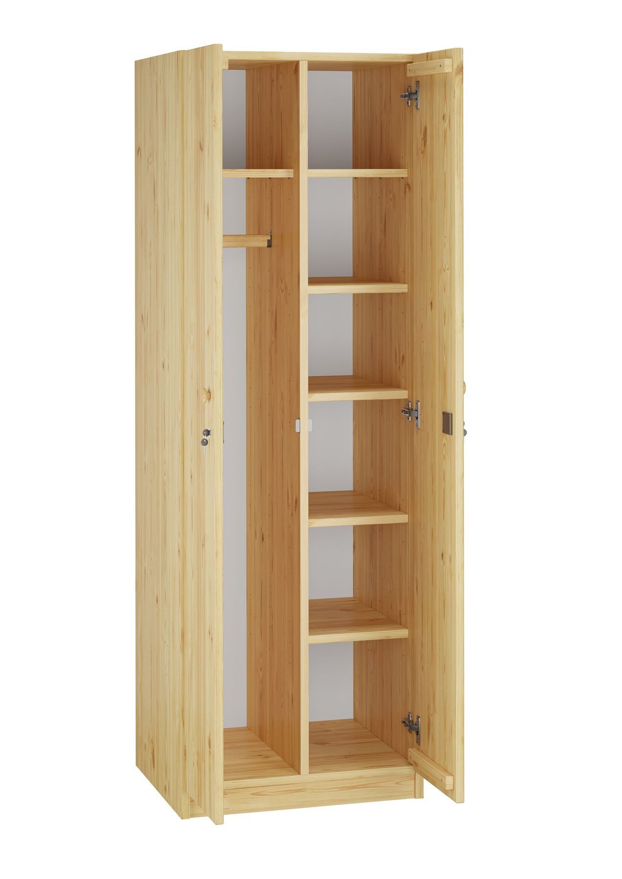 ERST-HOLZ Spind Praktischer Massivholz-Kleiderschrank erweiterbar aus Kiefer massiv